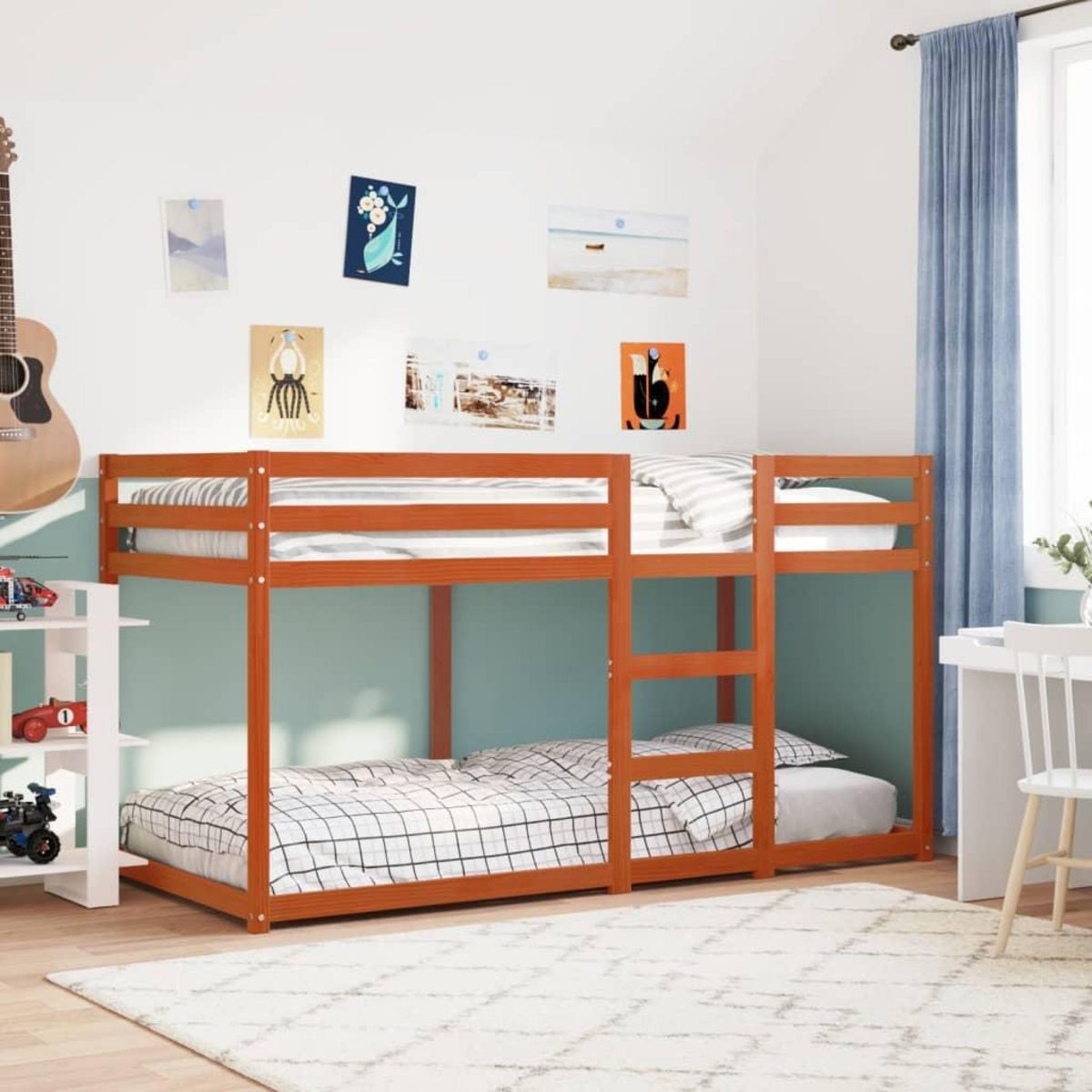 VIDAXL Lit superpose sans matelas cire marron 75x190 cm pin massif