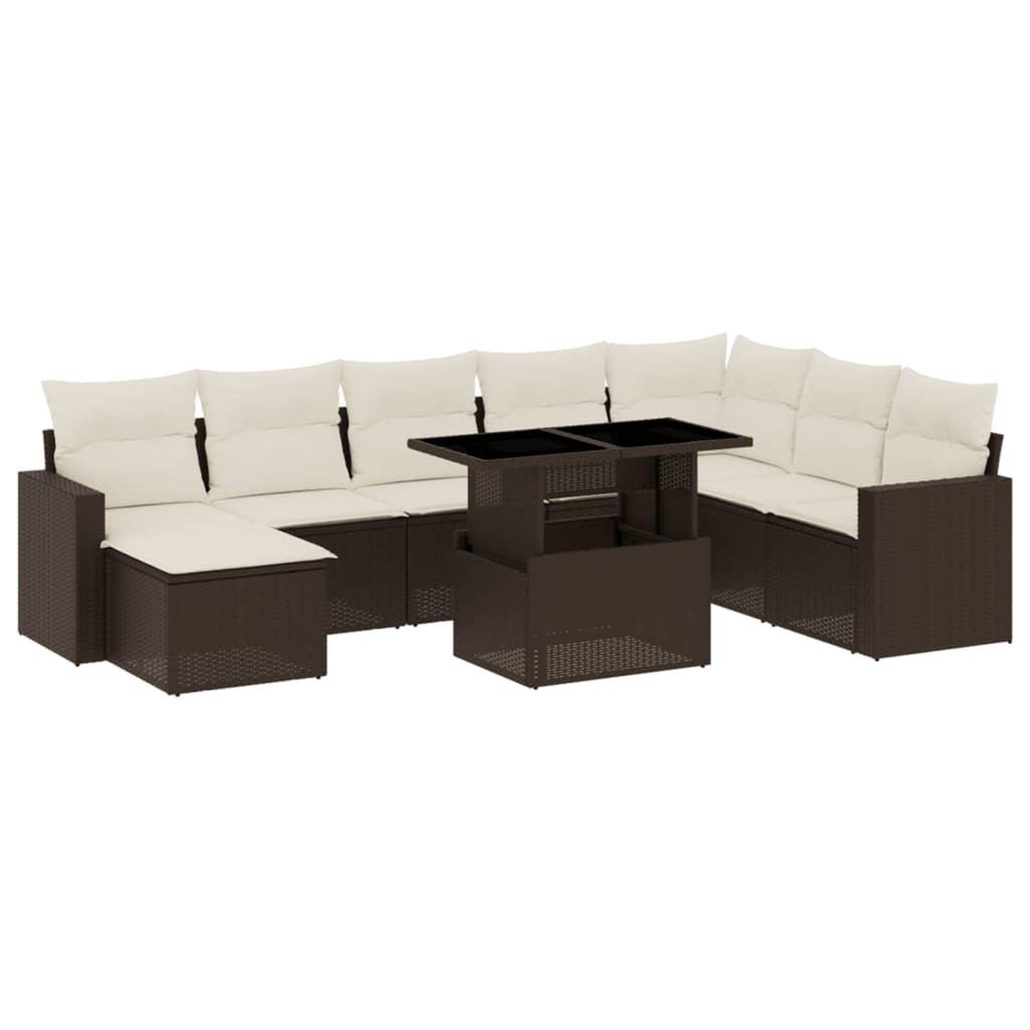 Voir la diapositive 2 : VIDAXL Salon de jardin avec coussins 9 pcs marron resine tressee