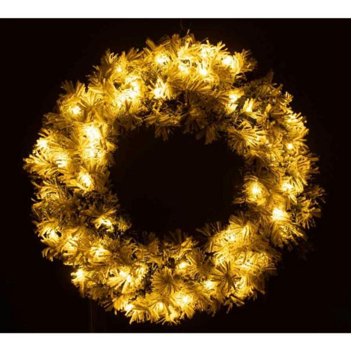 Paris Prix Couronne de Noël Led  Enneigée  63cm Vert & Blanc