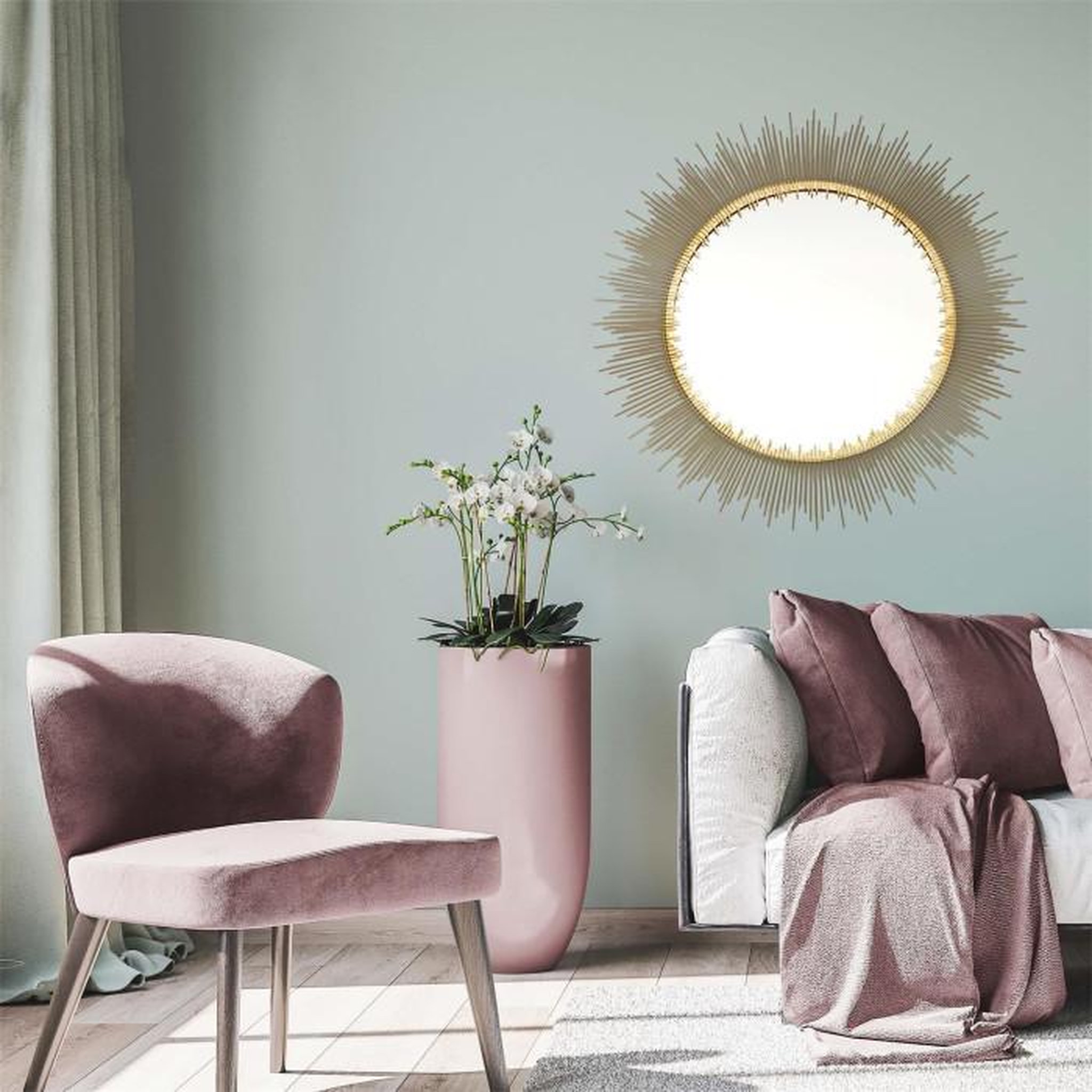 Voir la diapositive 4 : Paris Prix Miroir Mural Soleil Design  Royal  60cm Or