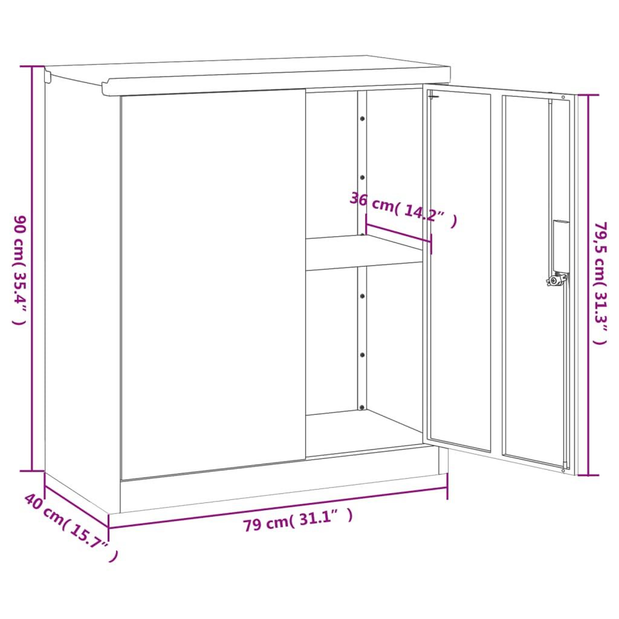 Voir la diapositive 6 : VIDAXL Classeur anthracite 79x40x90 cm acier