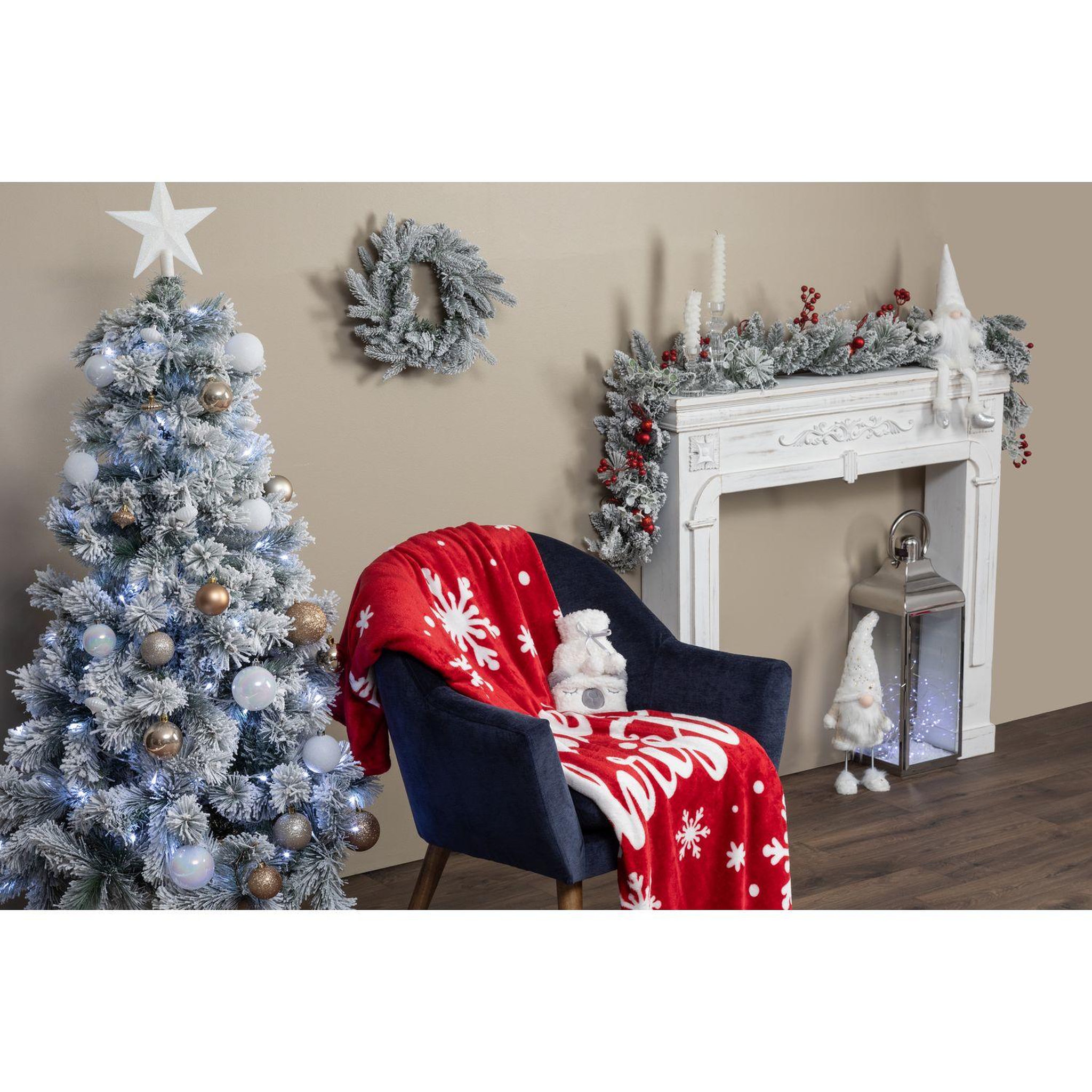 Voir la diapositive 5 : FEERIC LIGHT & CHRISTMAS Plaid de noël motif merry christmas - 130 x 180 cm - rouge