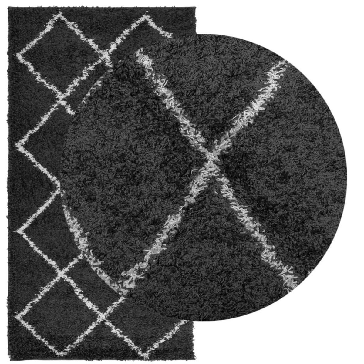 VIDAXL Tapis shaggy a poils longs moderne noir et creme 80x150 cm