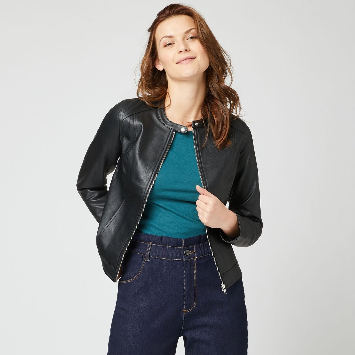 Blouson en cuir discount femme pas cher