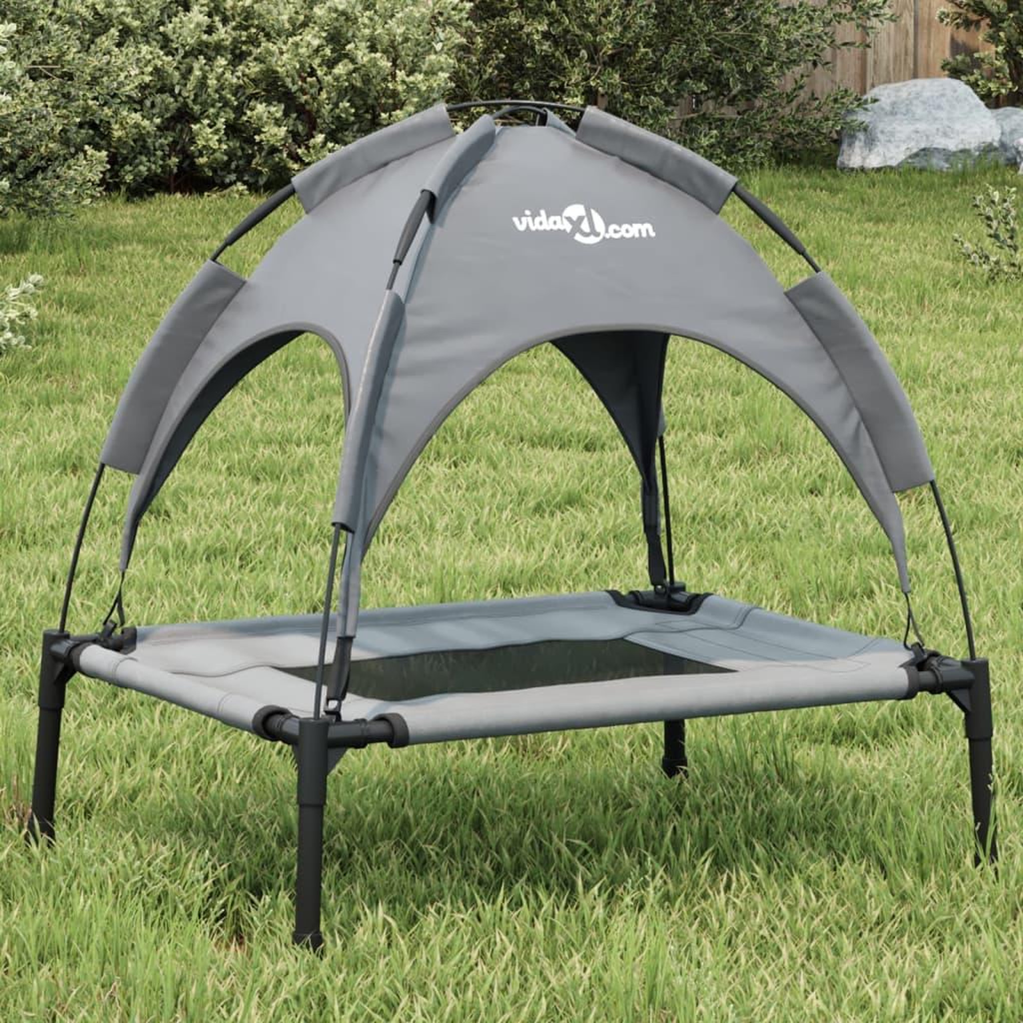 VIDAXL Lit pour chien avec auvent anthracite tissu Oxford et acier