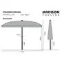 MADISON Madison Parasol Patmos Luxe Rectangulaire 210x140 cm Gris clair