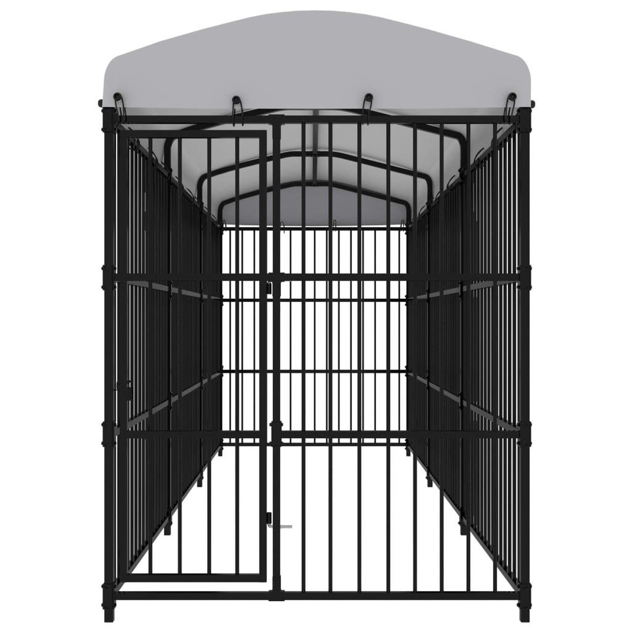 Voir la diapositive 2 : VIDAXL Chenil d'exterieur avec toit pour chiens 450x150x210 cm