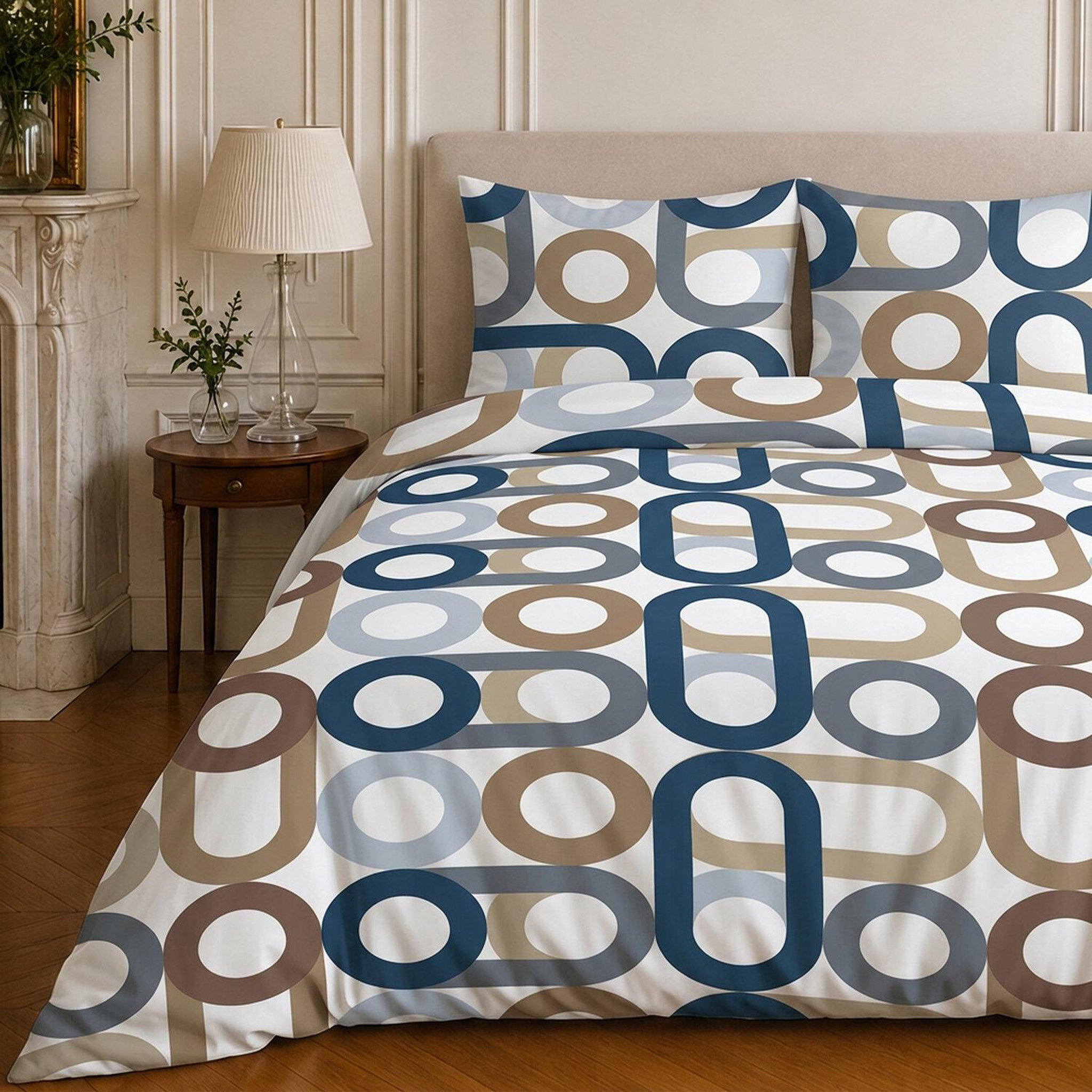 Voir la diapositive 3 : Home collection Parure housse de couette imprimée 100% coton 57 fils - daiko - 220x240 cm