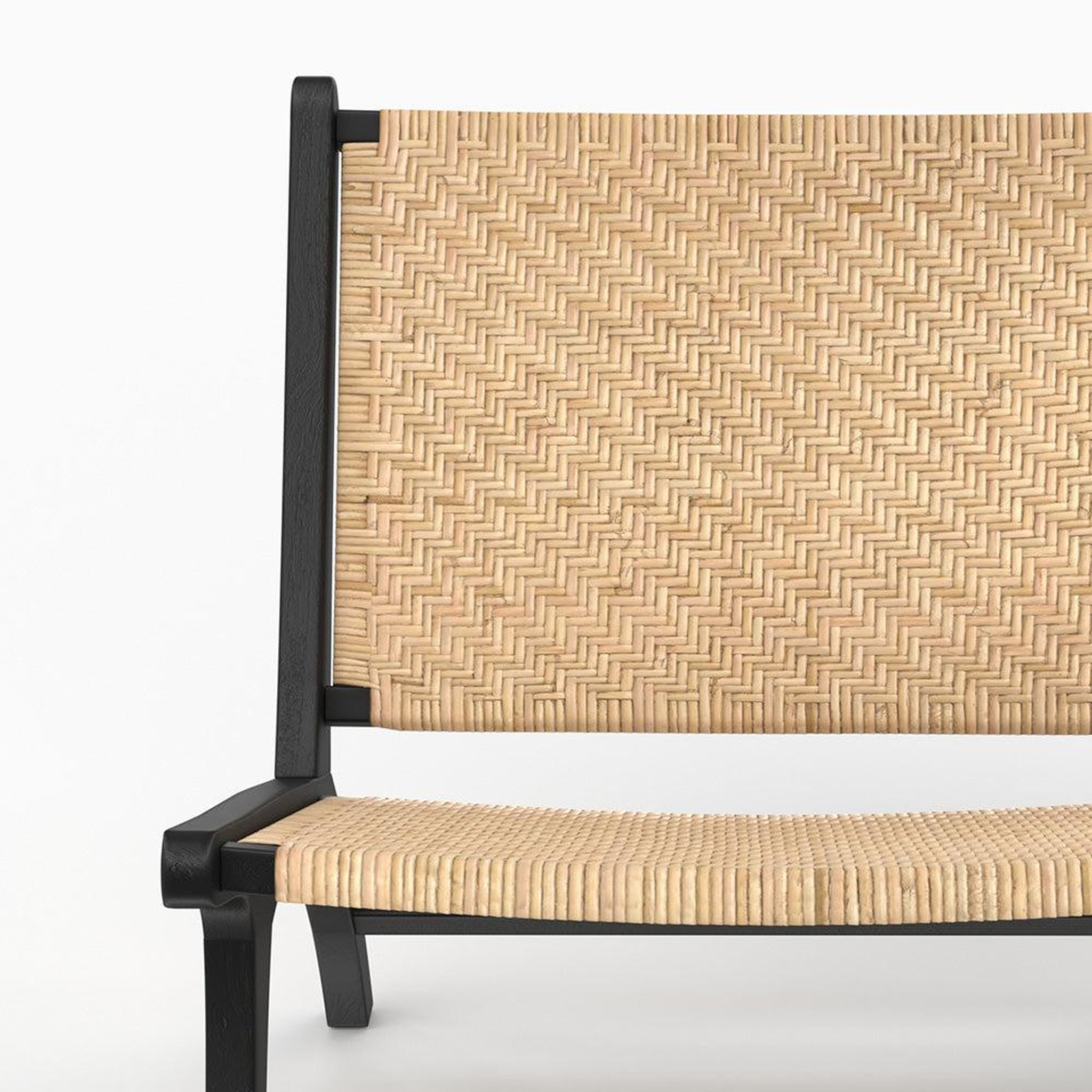 Voir la diapositive 6 : MAISON PAVANE Fauteuil en bois de teck noir et tressage chevron en rotin-kilka