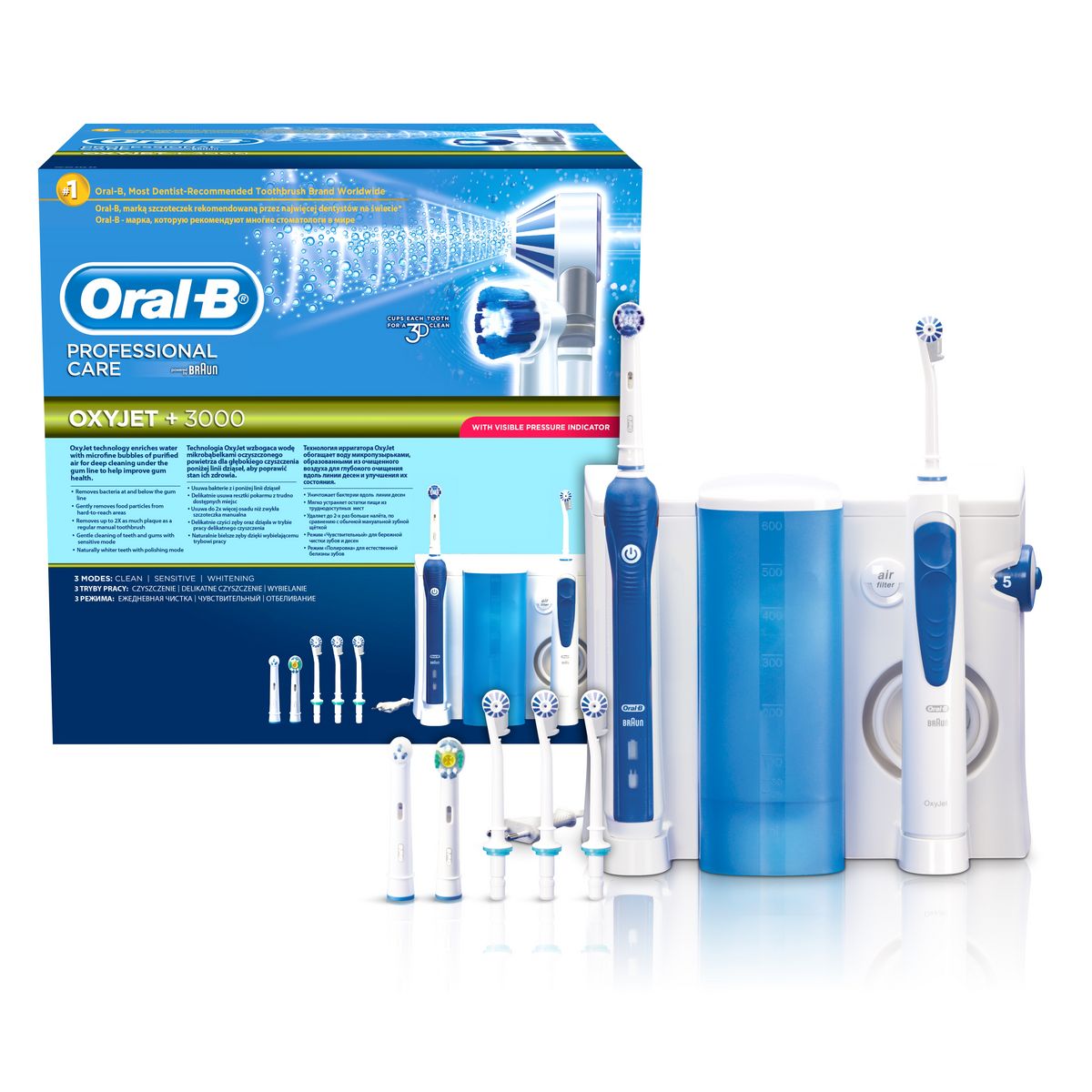 ORAL B Combiné dentaire PRO 3000 + OXYJET : Brosse à dents + Hydropulseur