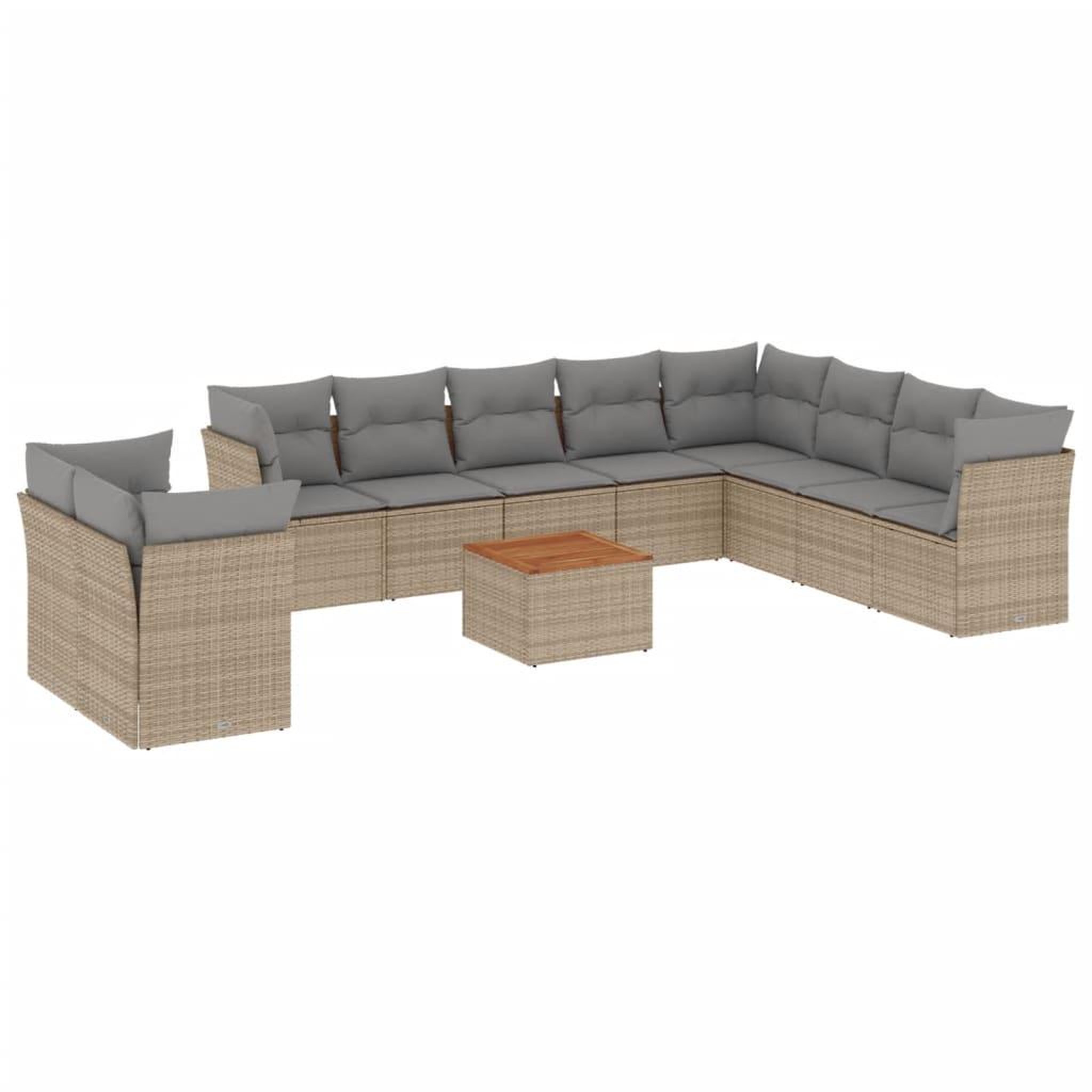 Voir la diapositive 2 : VIDAXL Salon de jardin et coussins 11 pcs melange beige resine tressee