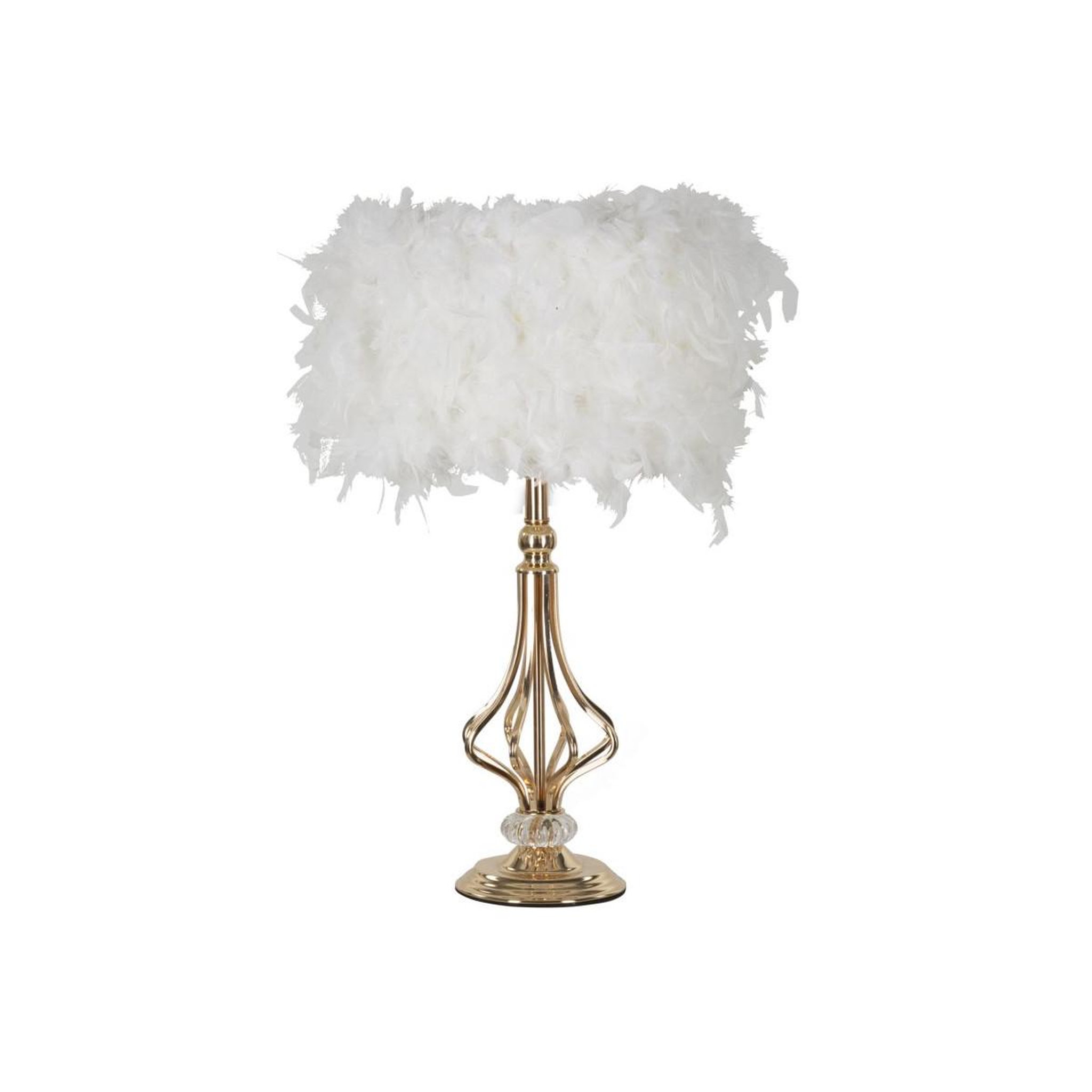 Paris Prix Lampe à poser imitation plume  tarty  54cm or & blanc