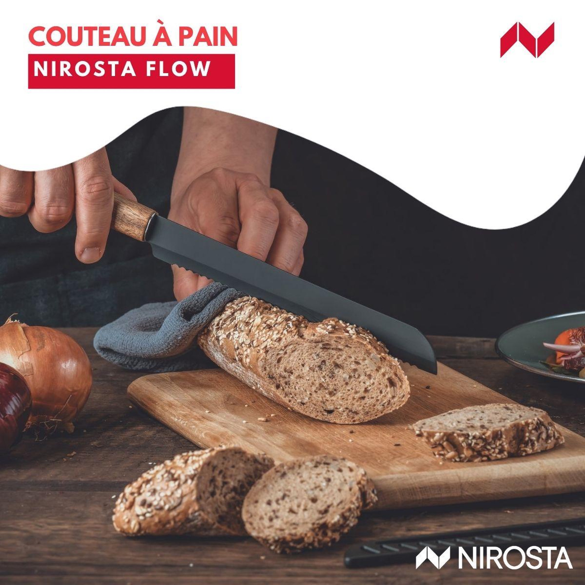 Voir la diapositive 2 : NIROSTA Couteau à pain 33,5 cm Nirosta Flow