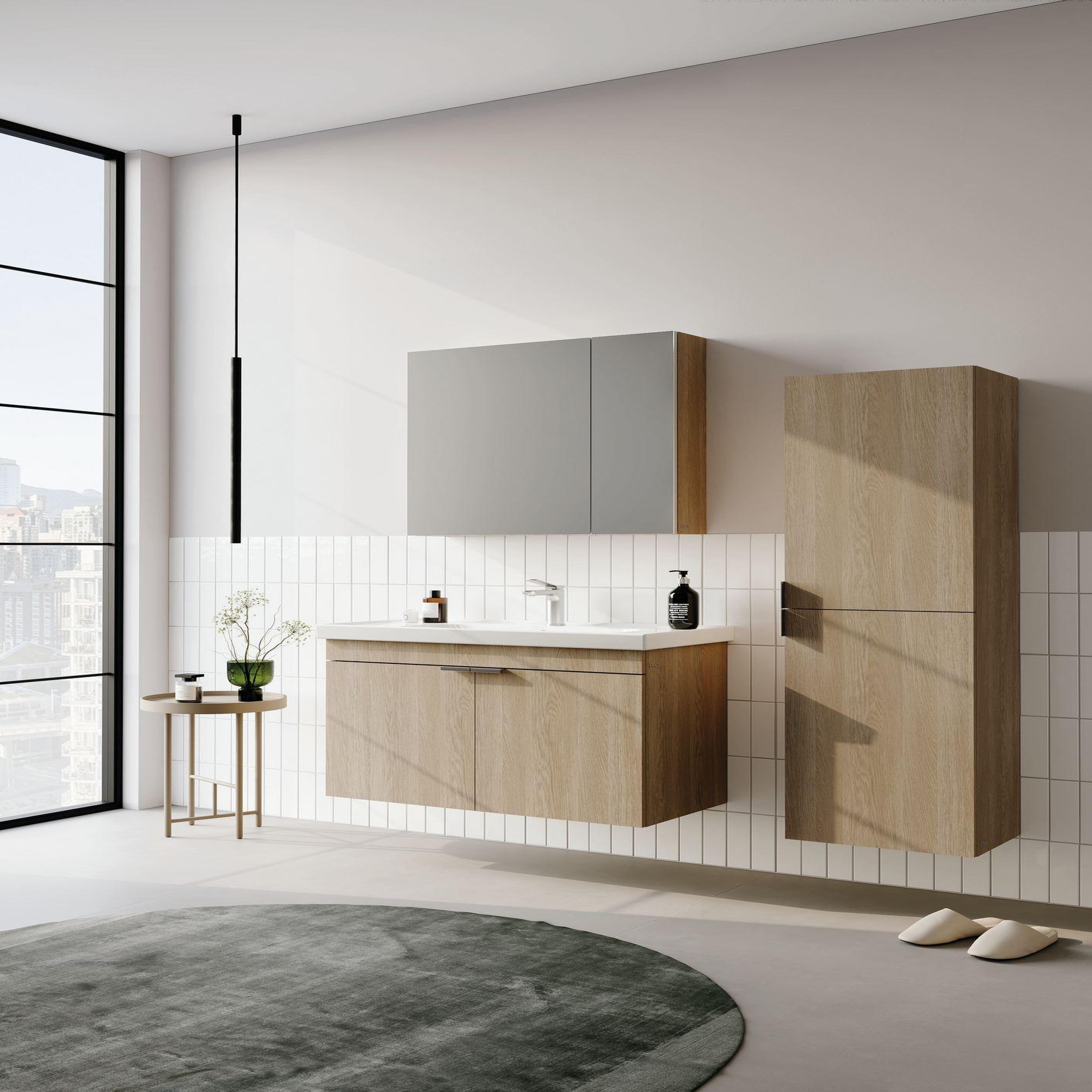 Voir la diapositive 4 : Habitat et Jardin Meuble avec simple vasque et miroir  Desna 90  - 90 x 45 x 58 cm - Oak