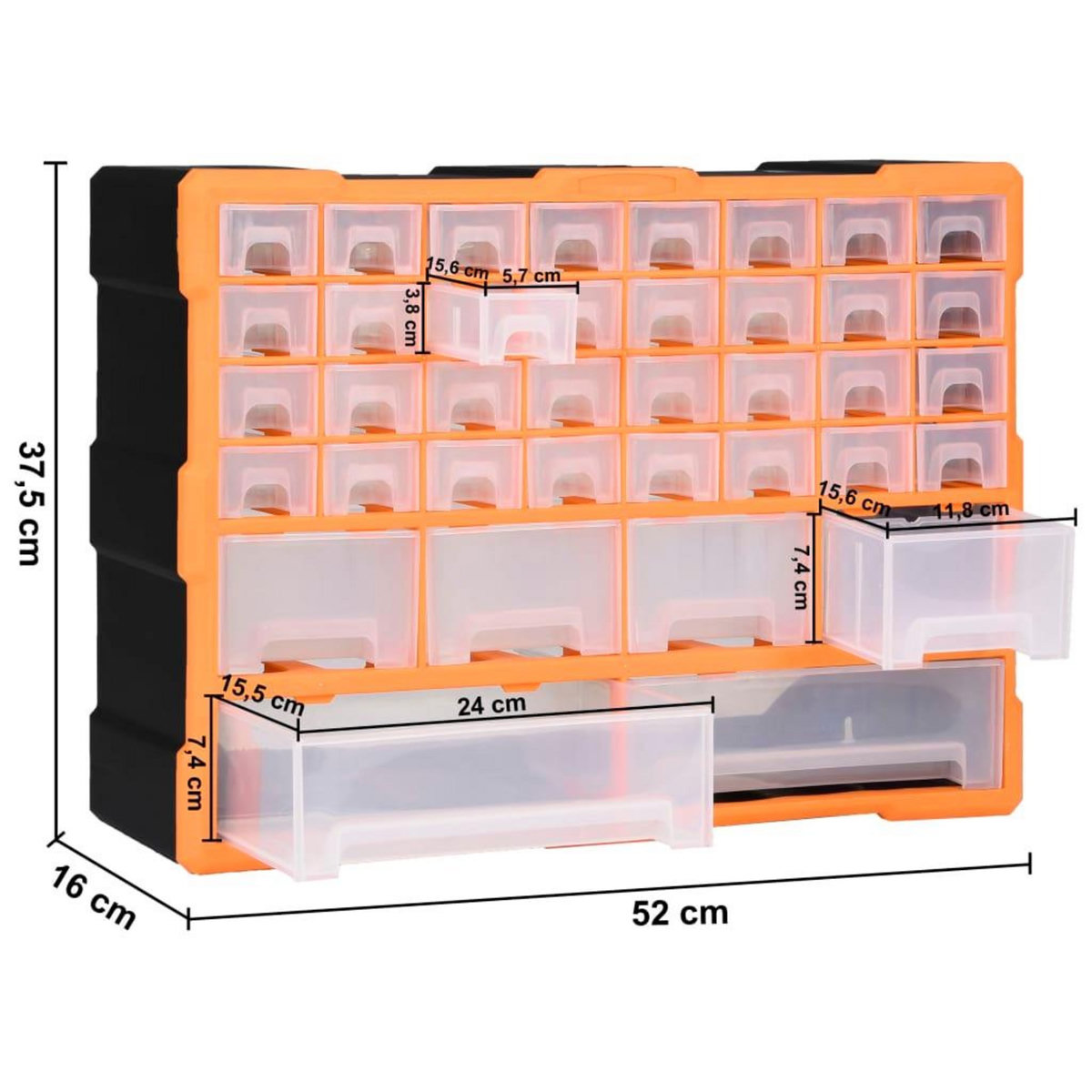 VIDAXL Organisateur multi-tiroirs avec 38 tiroirs 52x16x37,5 cm