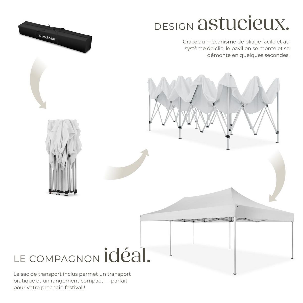 tectake Pavillon de jardin avec cadre en aluminium blanc