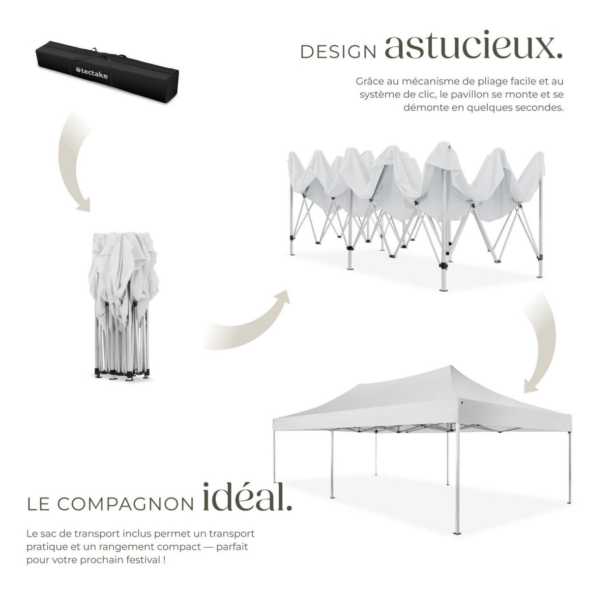 tectake Pavillon de jardin avec cadre en aluminium blanc