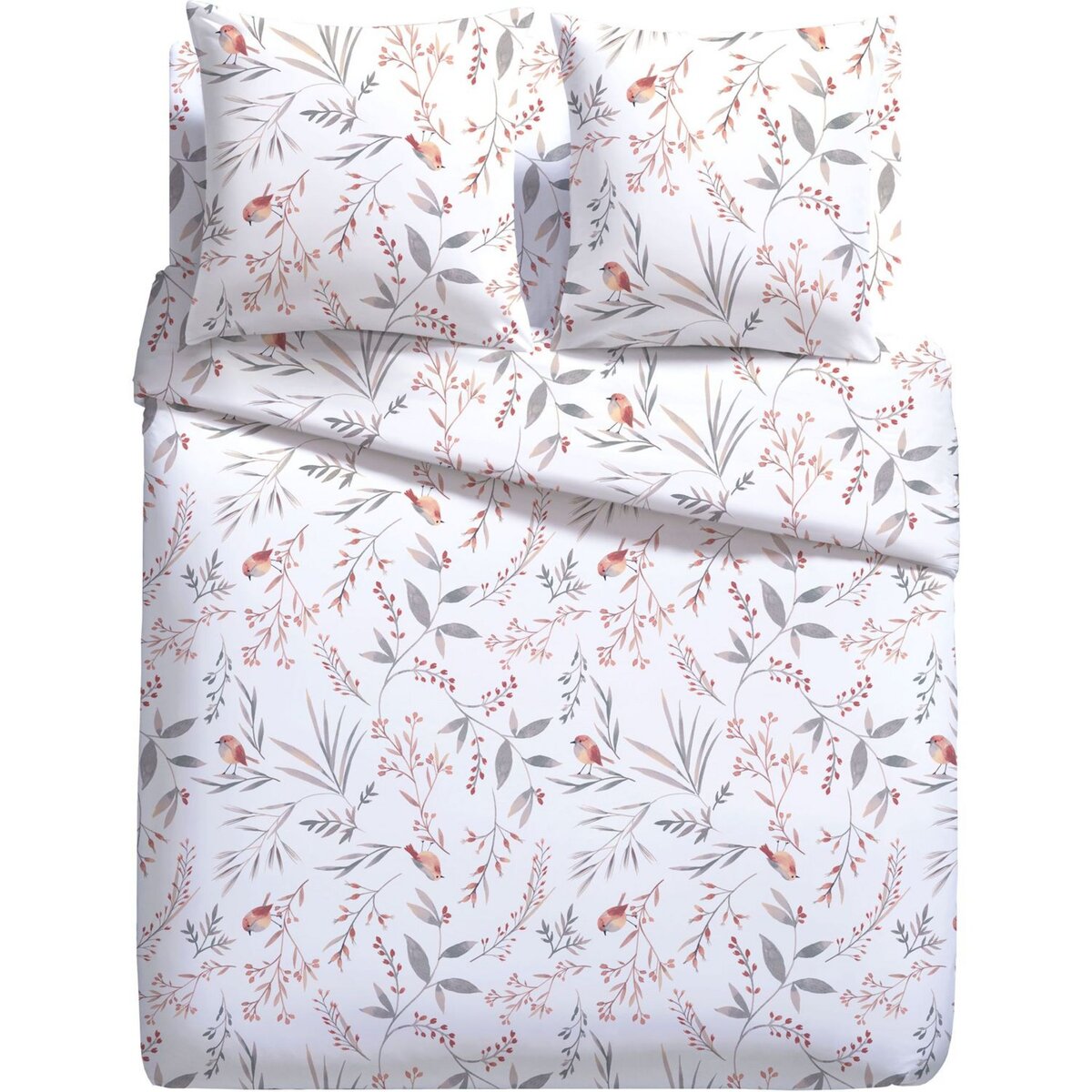 Drap housse fantaisie en microfibre motifs feuillages JULIE