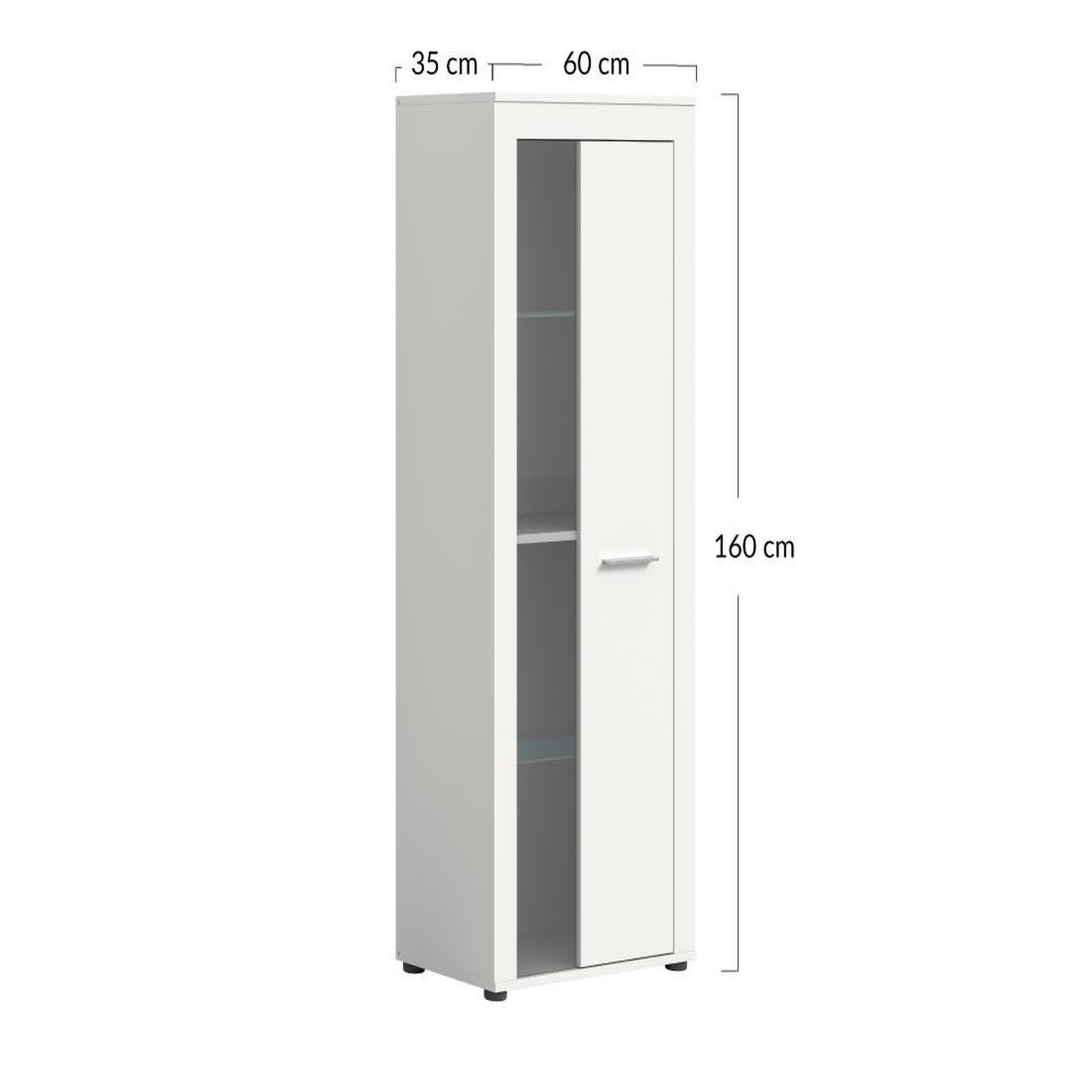 Voir la diapositive 5 : BEST MOBILIER Stafford - vitrine - blanc - 2 portes - 60x159 cm