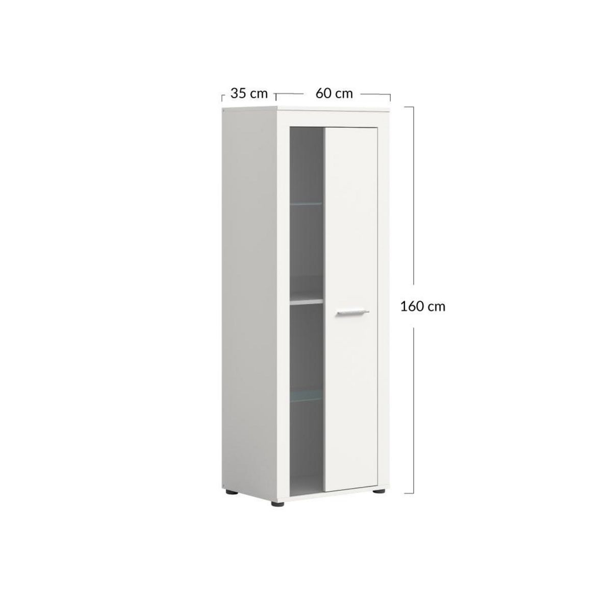 BEST MOBILIER Stafford - vitrine - blanc - 2 portes - 60x159 cm