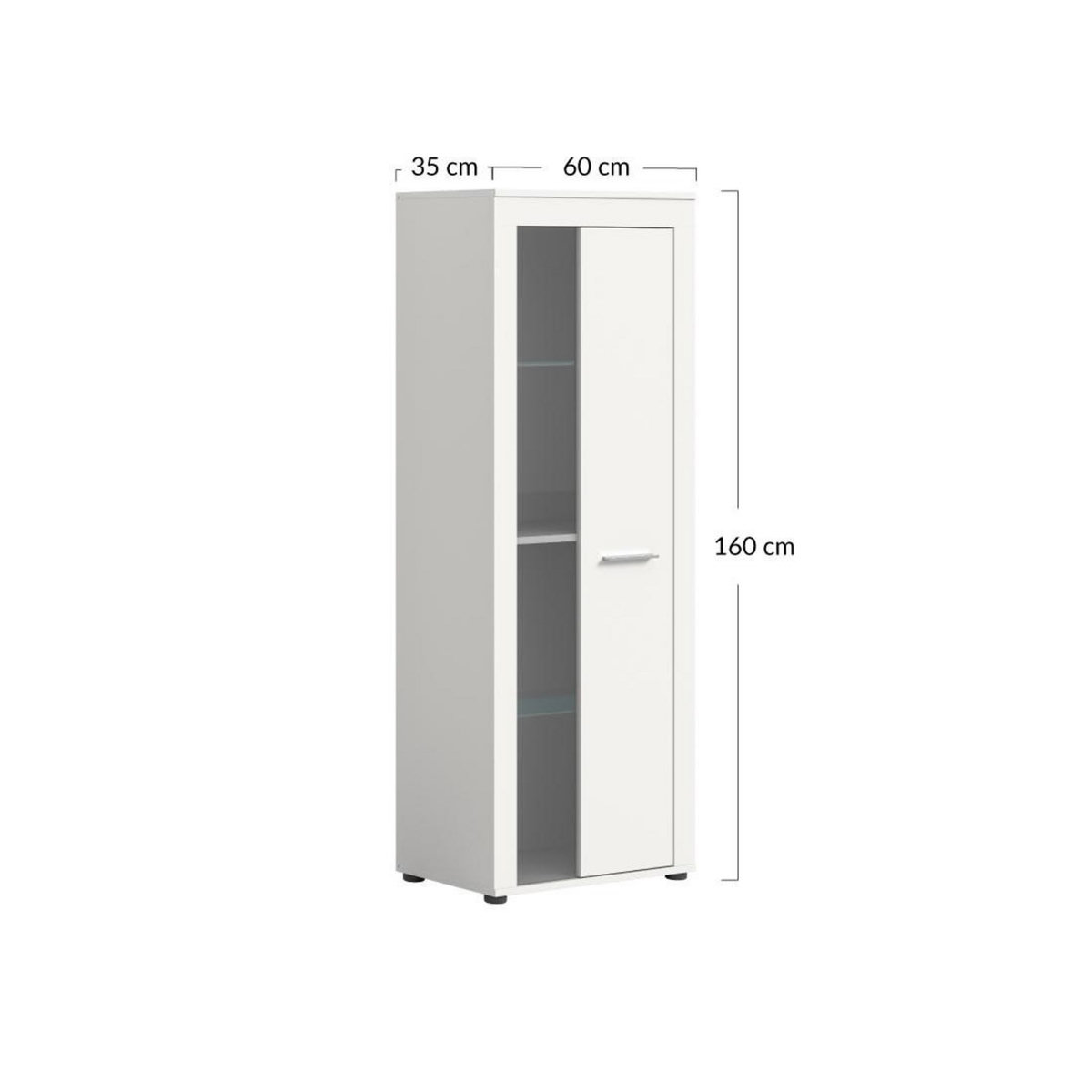 BEST MOBILIER Stafford - vitrine - blanc - 2 portes - 60x159 cm