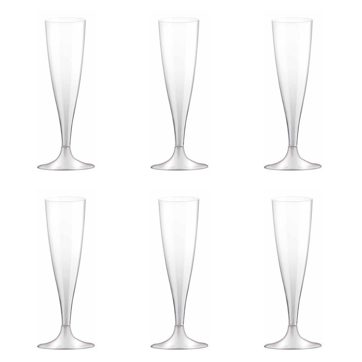 Paris Prix Lot de 6 Flûtes à Champagne Réutilisable  Plastique  14cl Transparent