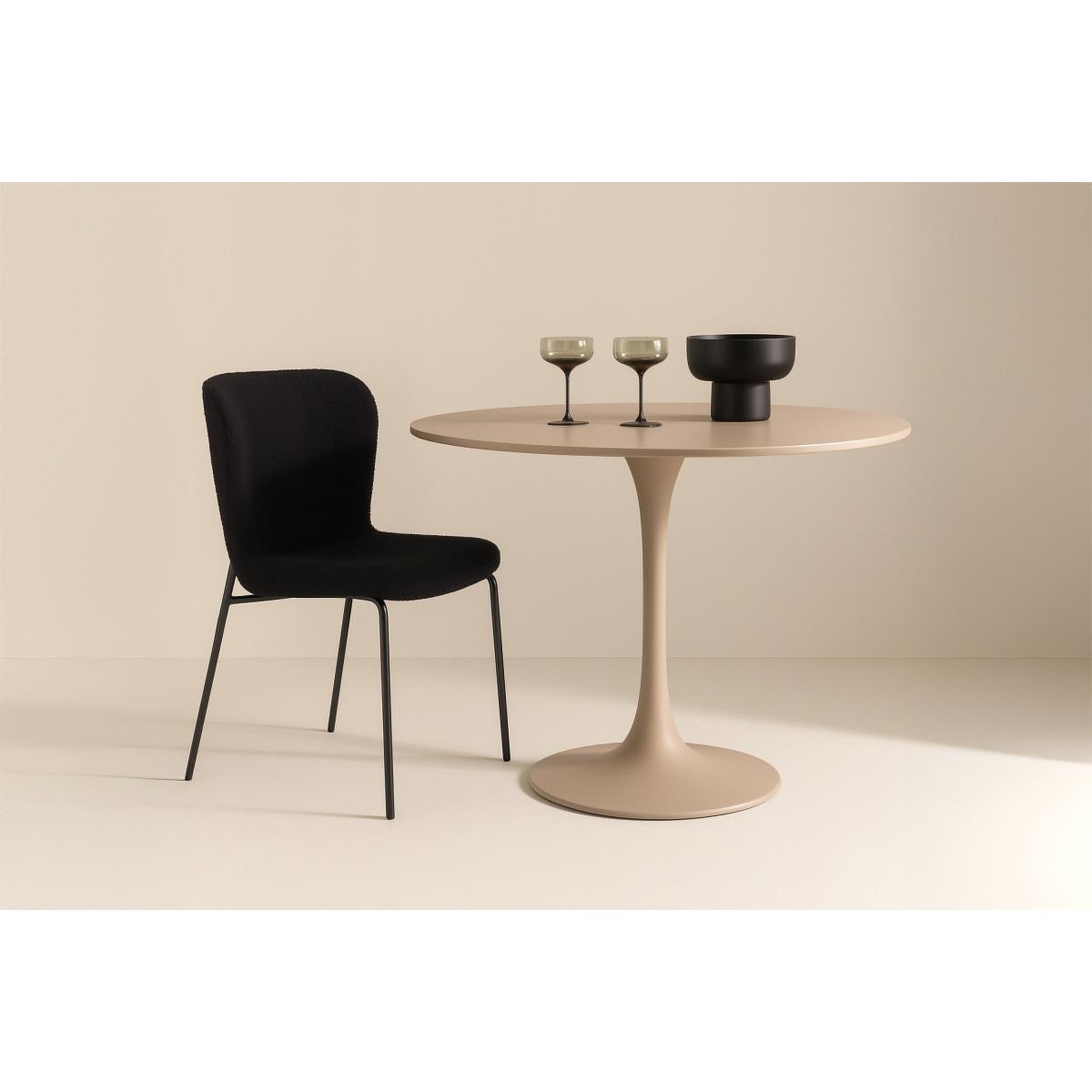 Voir la diapositive 5 : Paris Prix Table à manger ronde  glade  100cm beige