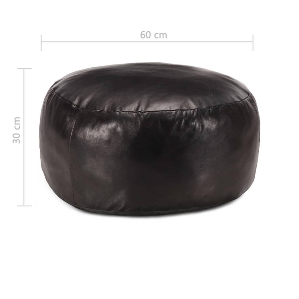 VIDAXL Pouf 60 x 30 cm Noir Cuir veritable de chevre
