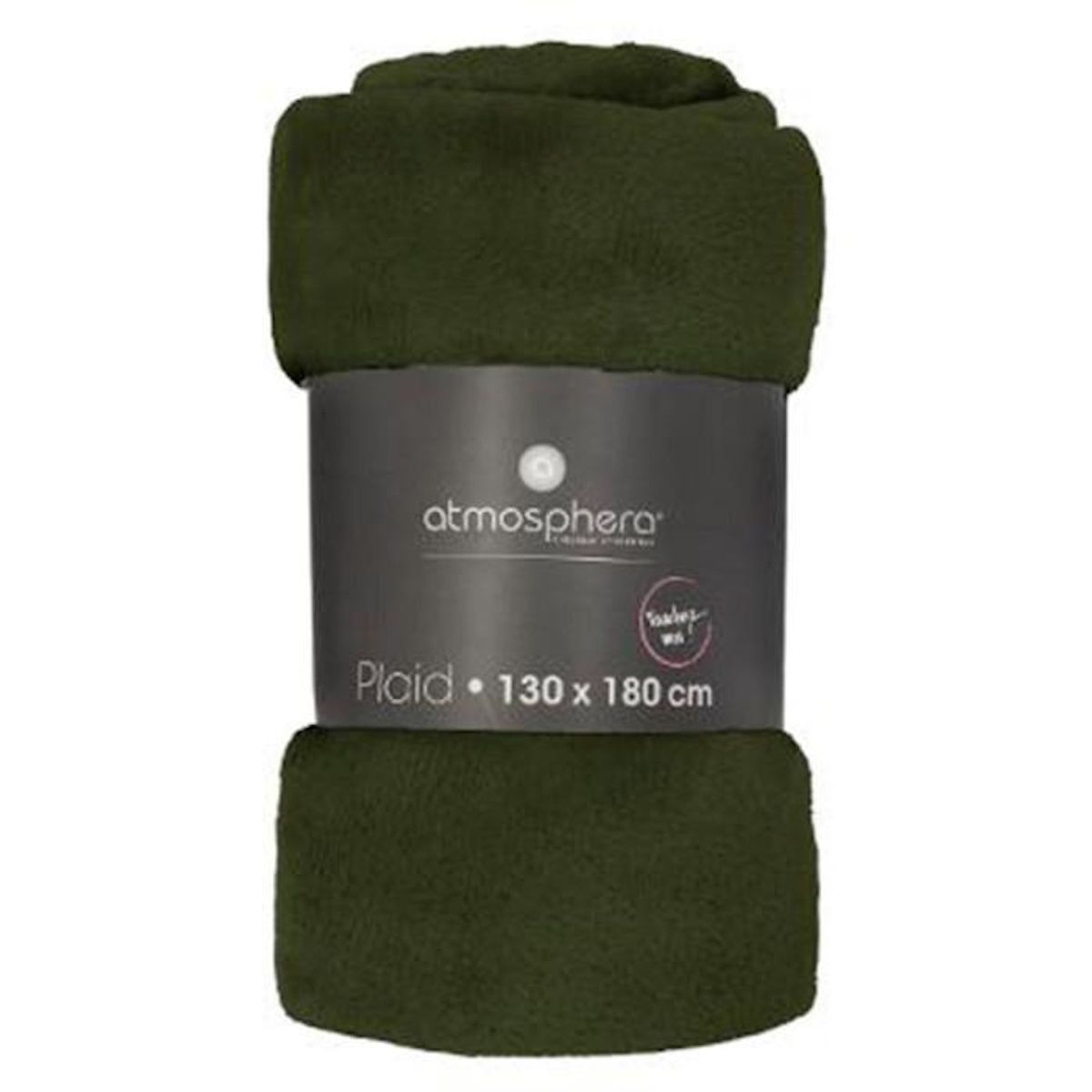 ATMOSPHERA Plaid Doux Uni  Flanel  130x180cm Vert Kaki