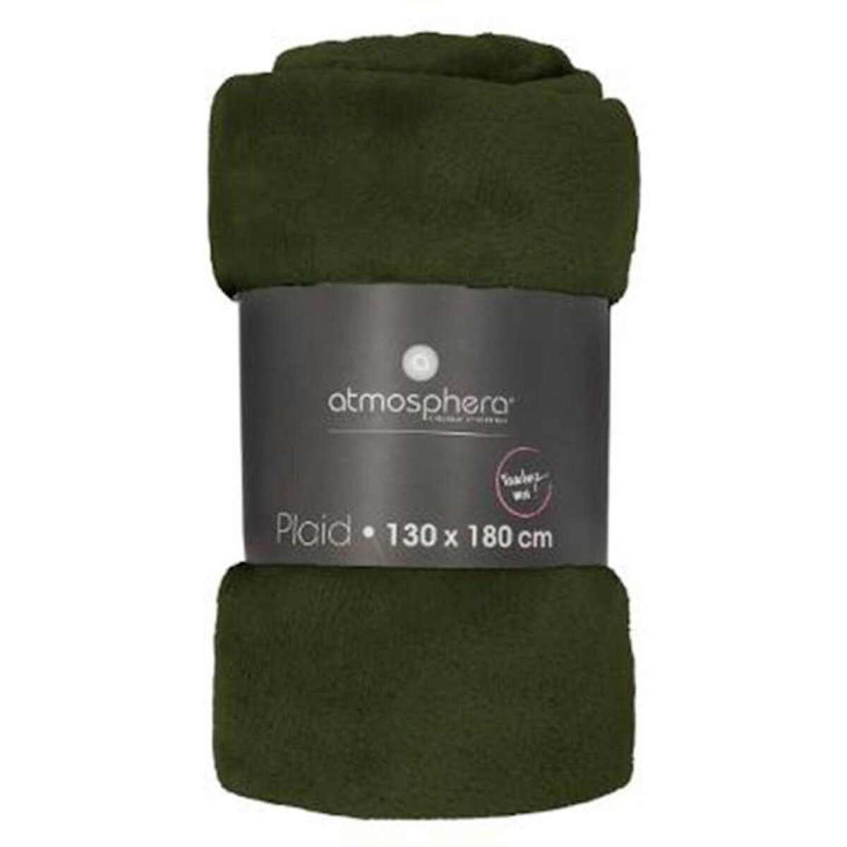 ATMOSPHERA Plaid Doux Uni  Flanel  130x180cm Vert Kaki