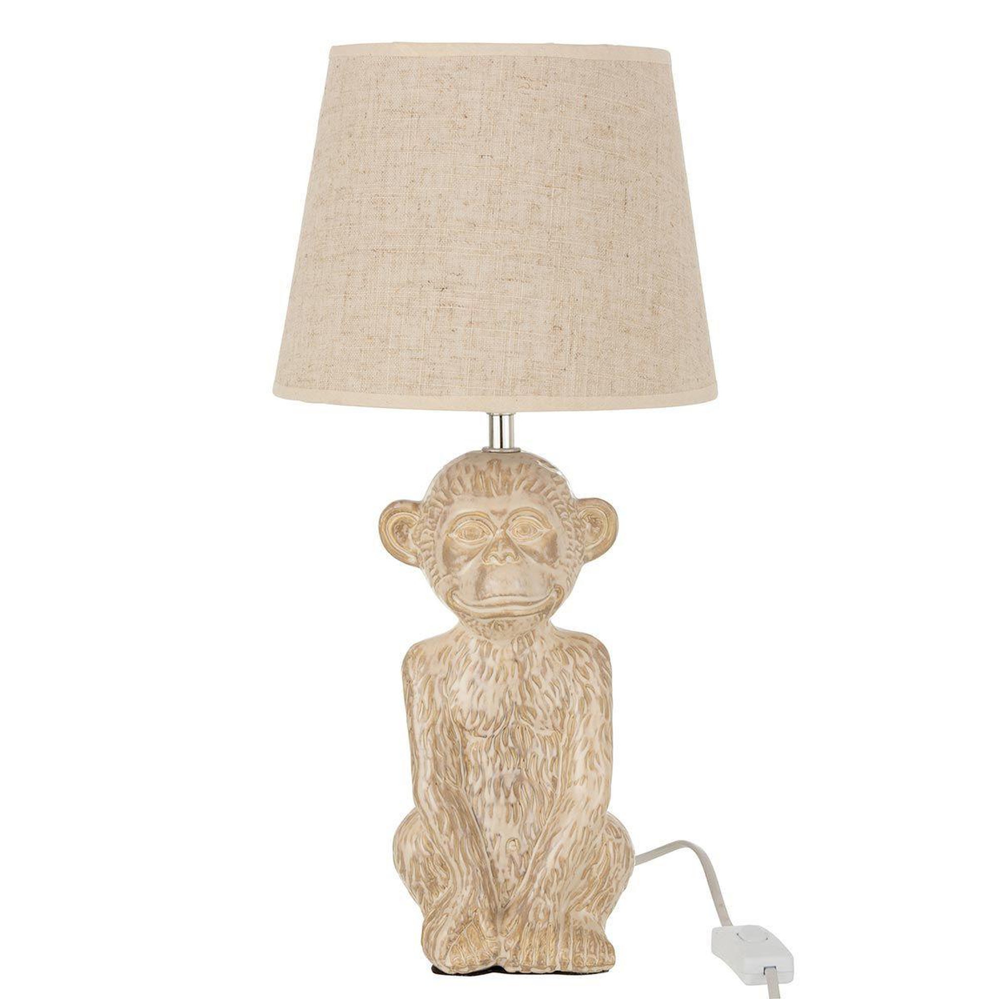 Voir la diapositive 1 : J-LINE Lampe à poser design  singe ciment  46cm beige