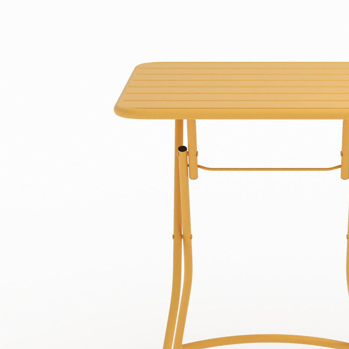 Rendez vous déco Table de jardin pliante en metal jaune beurre 2 personnes-Yumi