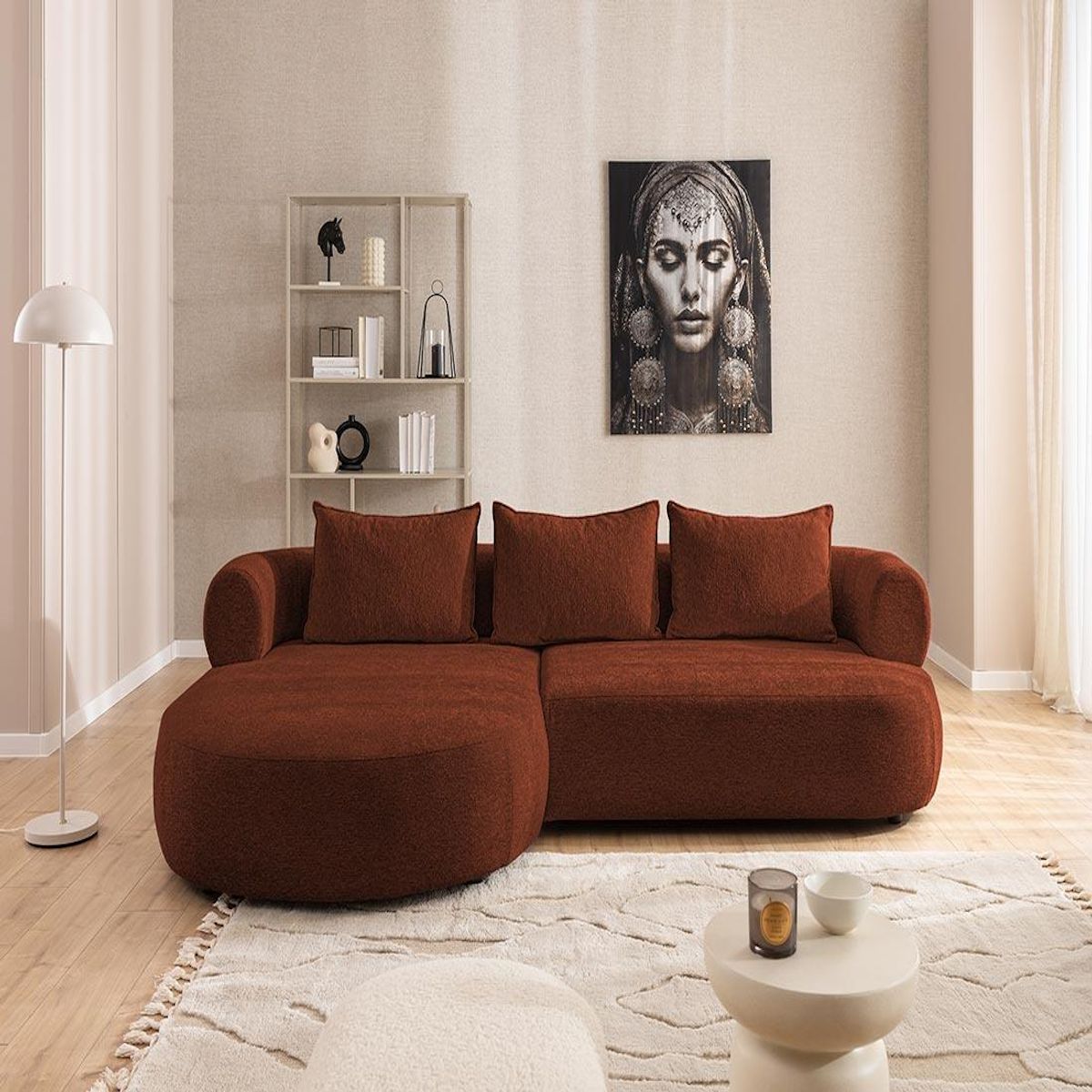 LISA DESIGN Angela - canapé d'angle gauche 4 places en velours texturé