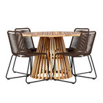 Paris Prix Ensemble Table de Jardin & 4 Chaises  Lumpur & Lindos  120cm Naturel & Marron