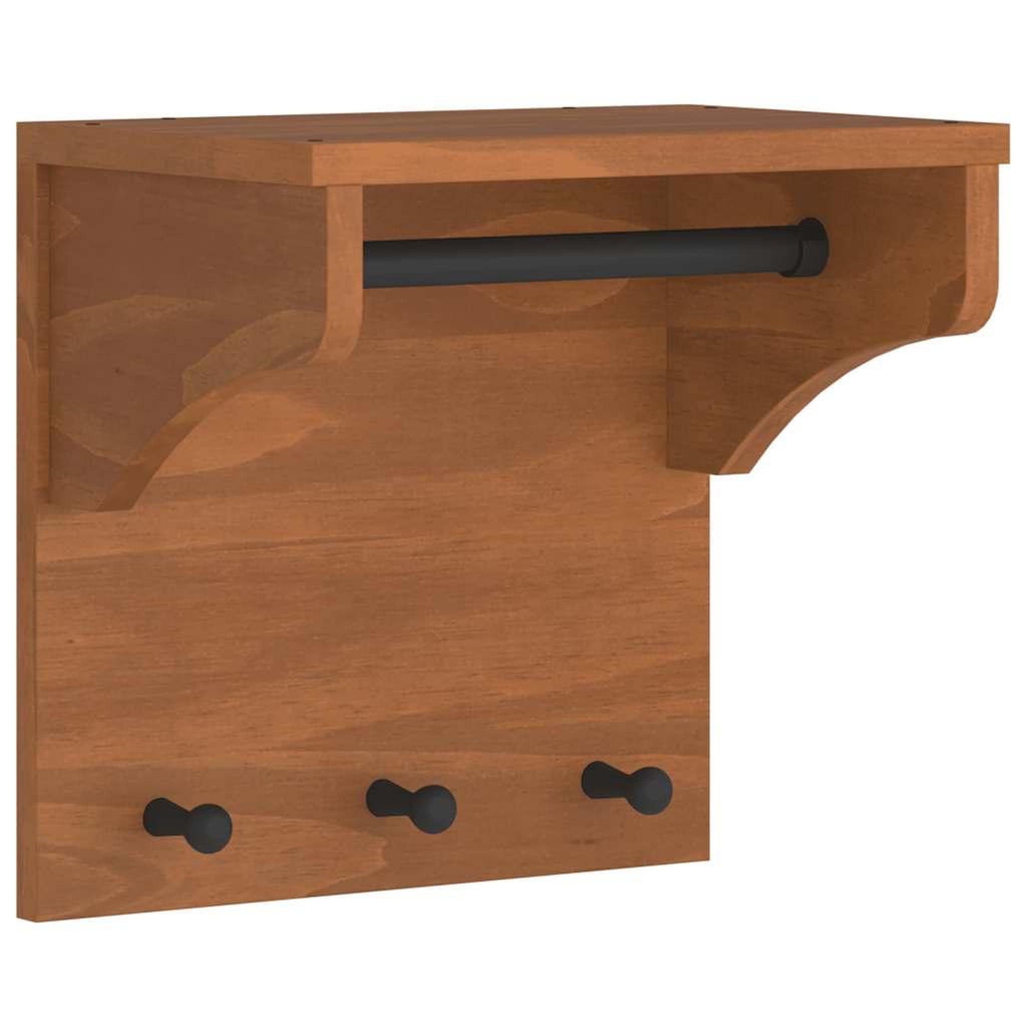 Voir la diapositive 2 : VIDAXL Porte-manteau mural SANDNES 43x30x42 cm bois massif pin