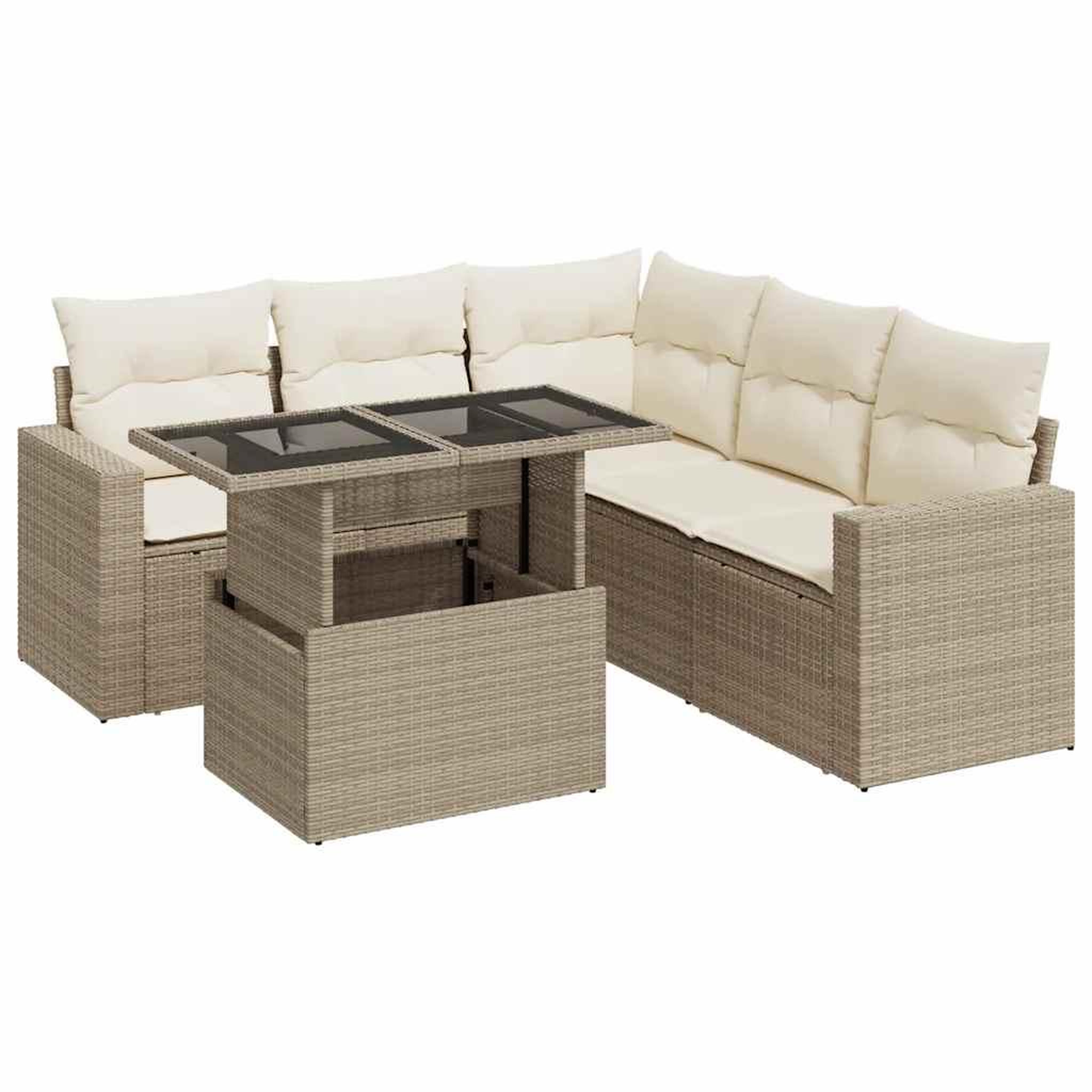 Voir la diapositive 2 : VIDAXL Salon de jardin avec coussins 6 pcs beige resine tressee