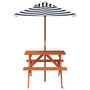 Voir la diapositive 3 : VIDAXL Table de pique-nique pour 4 enfants avec parasol bois de sapin