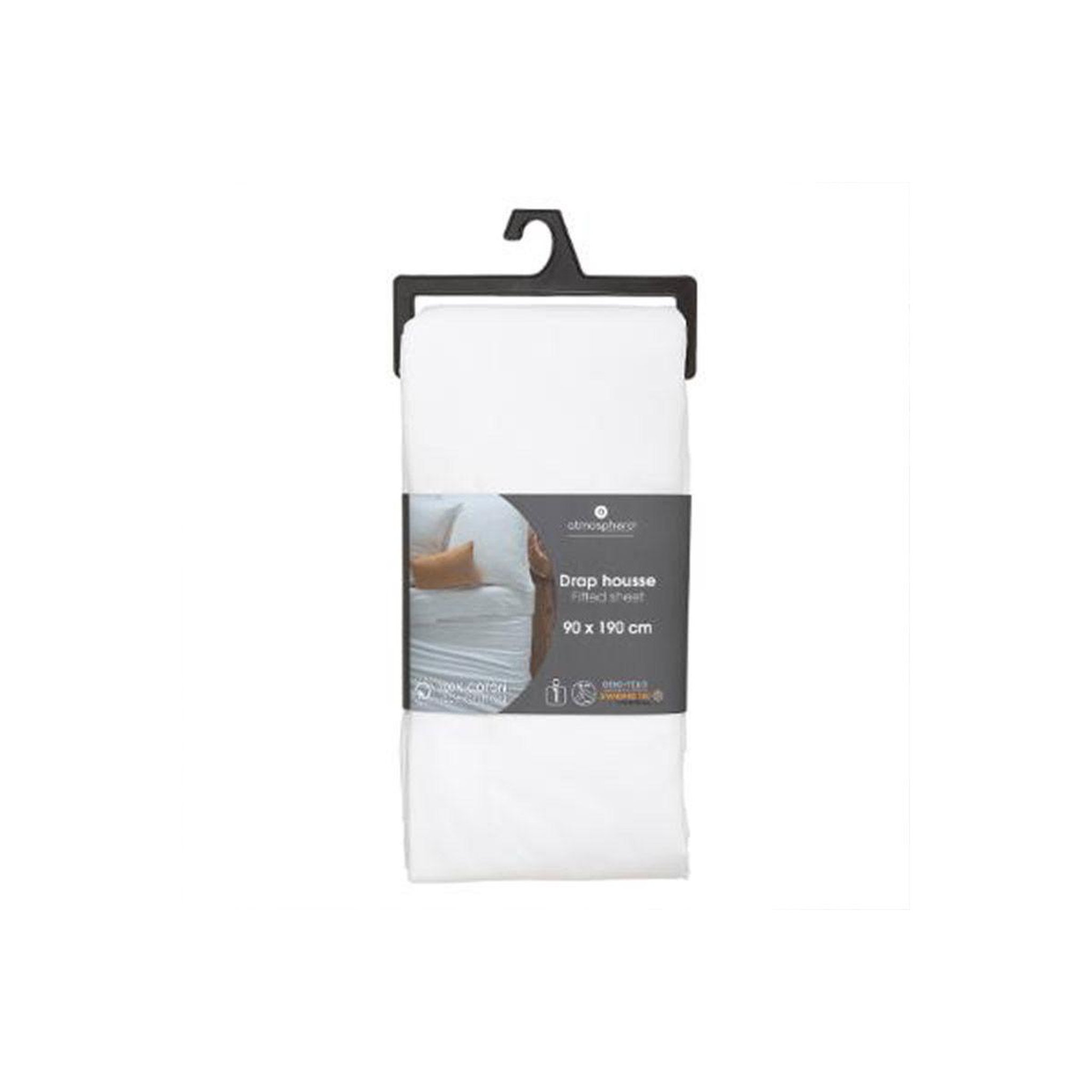 Voir la diapositive 3 : ATMOSPHERA Drap Housse  Intérieur  90x190cm Blanc