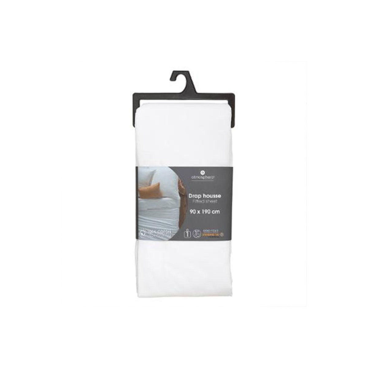 ATMOSPHERA Drap Housse  Intérieur  90x190cm Blanc