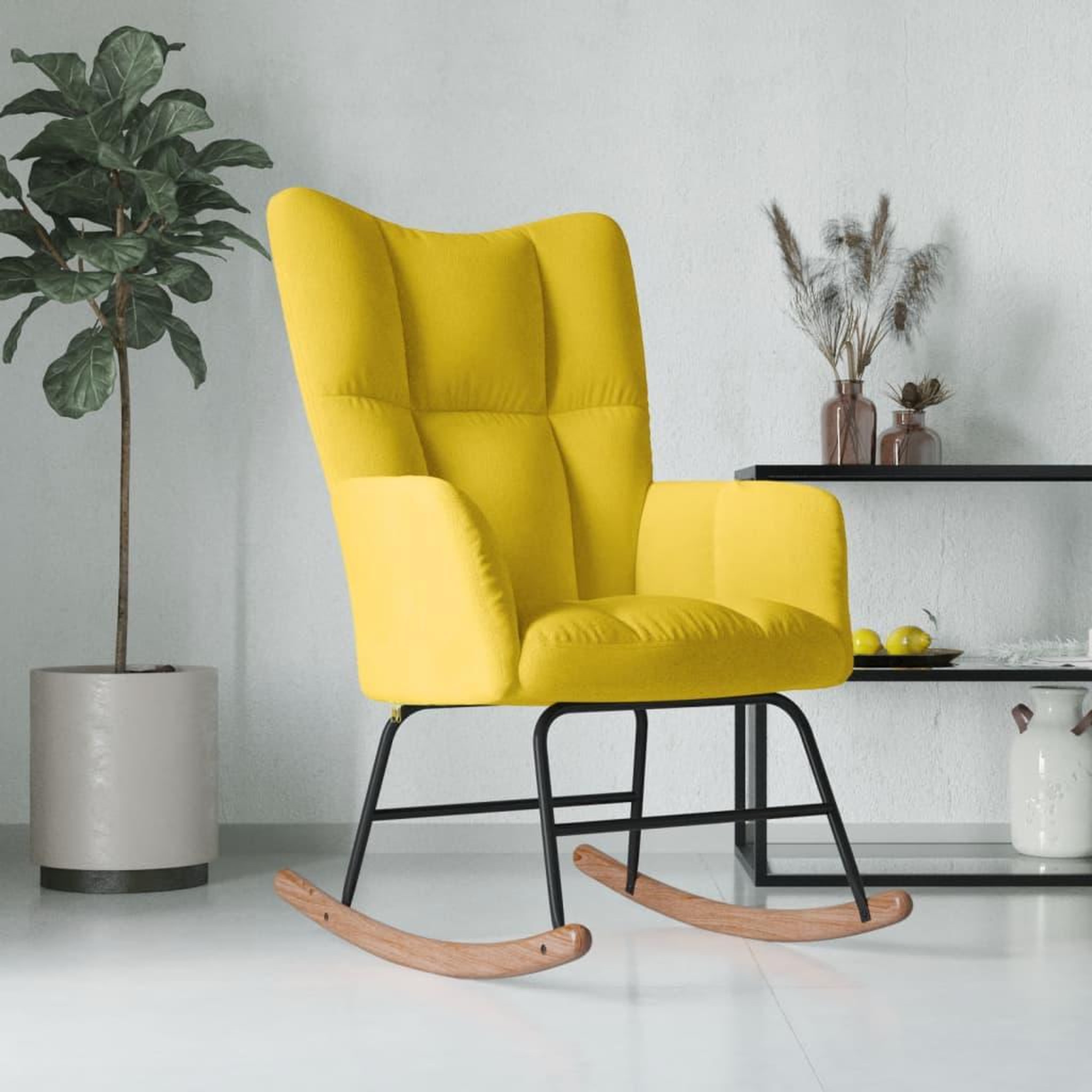 Voir la diapositive 1 : VIDAXL Chaise a bascule Jaune moutarde Velours