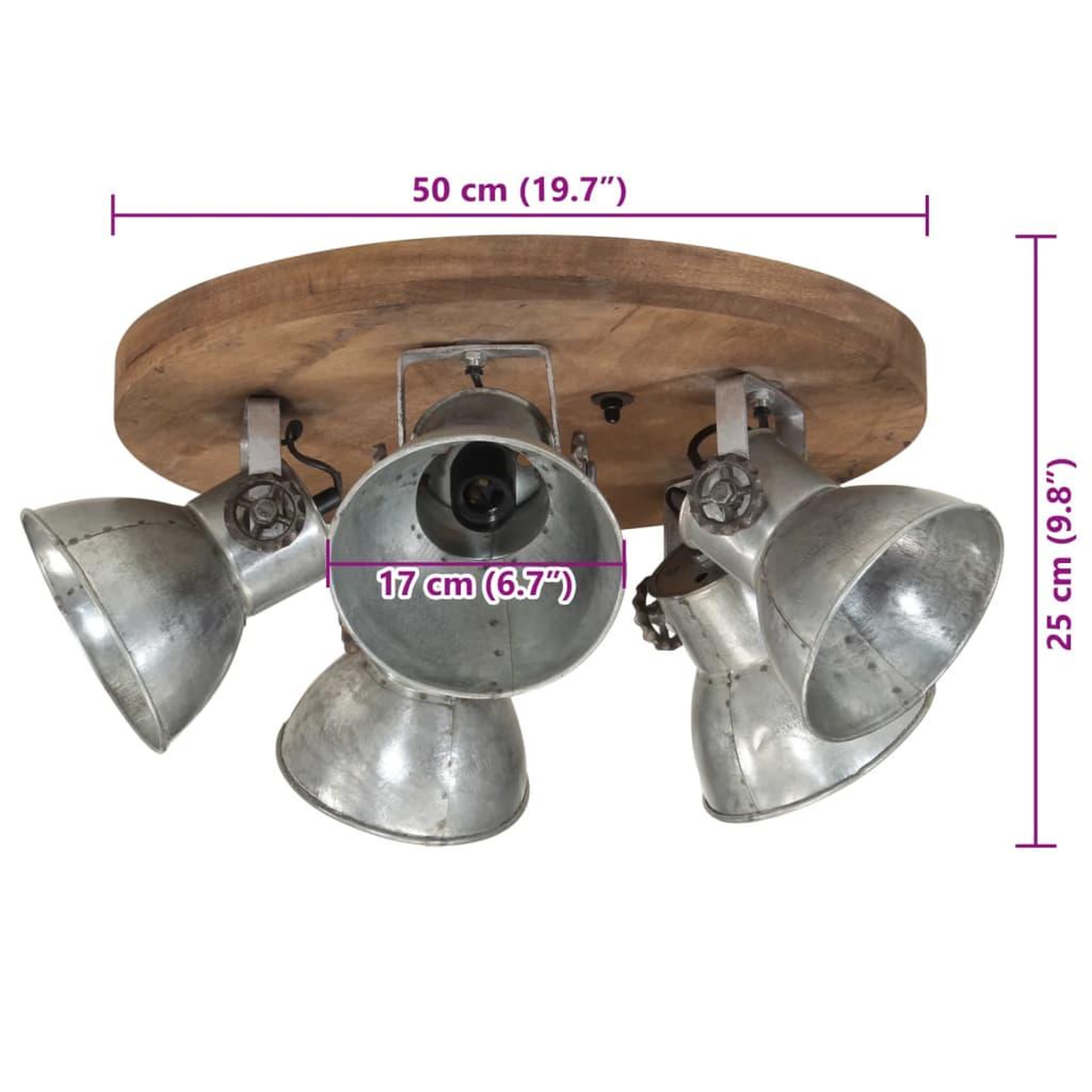 Voir la diapositive 6 : VIDAXL Plafonnier 25 W argent vintage 50x50x25 cm E27