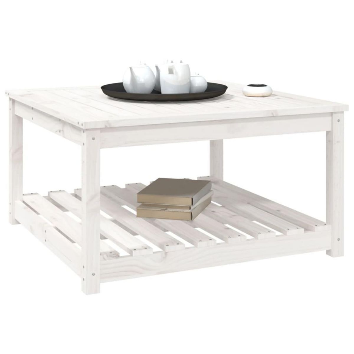 VIDAXL Table de jardin blanc 82,5x82,5x45 cm bois massif de pin