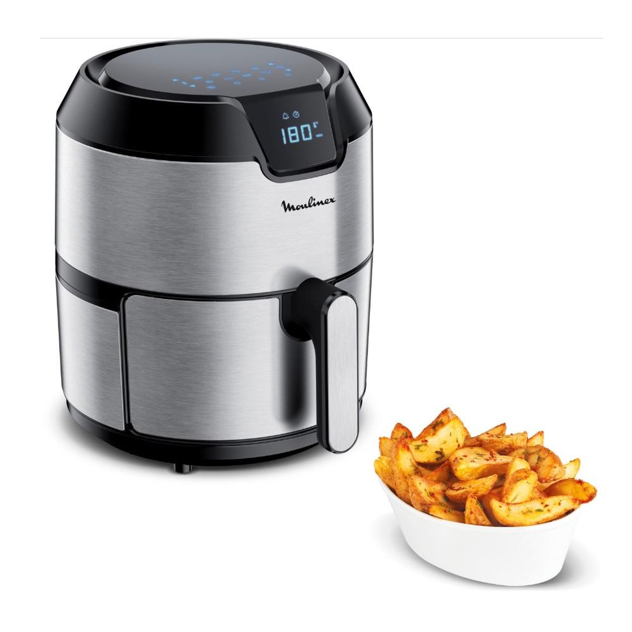 Voir la diapositive 2 : MOULINEX Friteuse sans huile 1.2kg 1500w inox - ez401d10