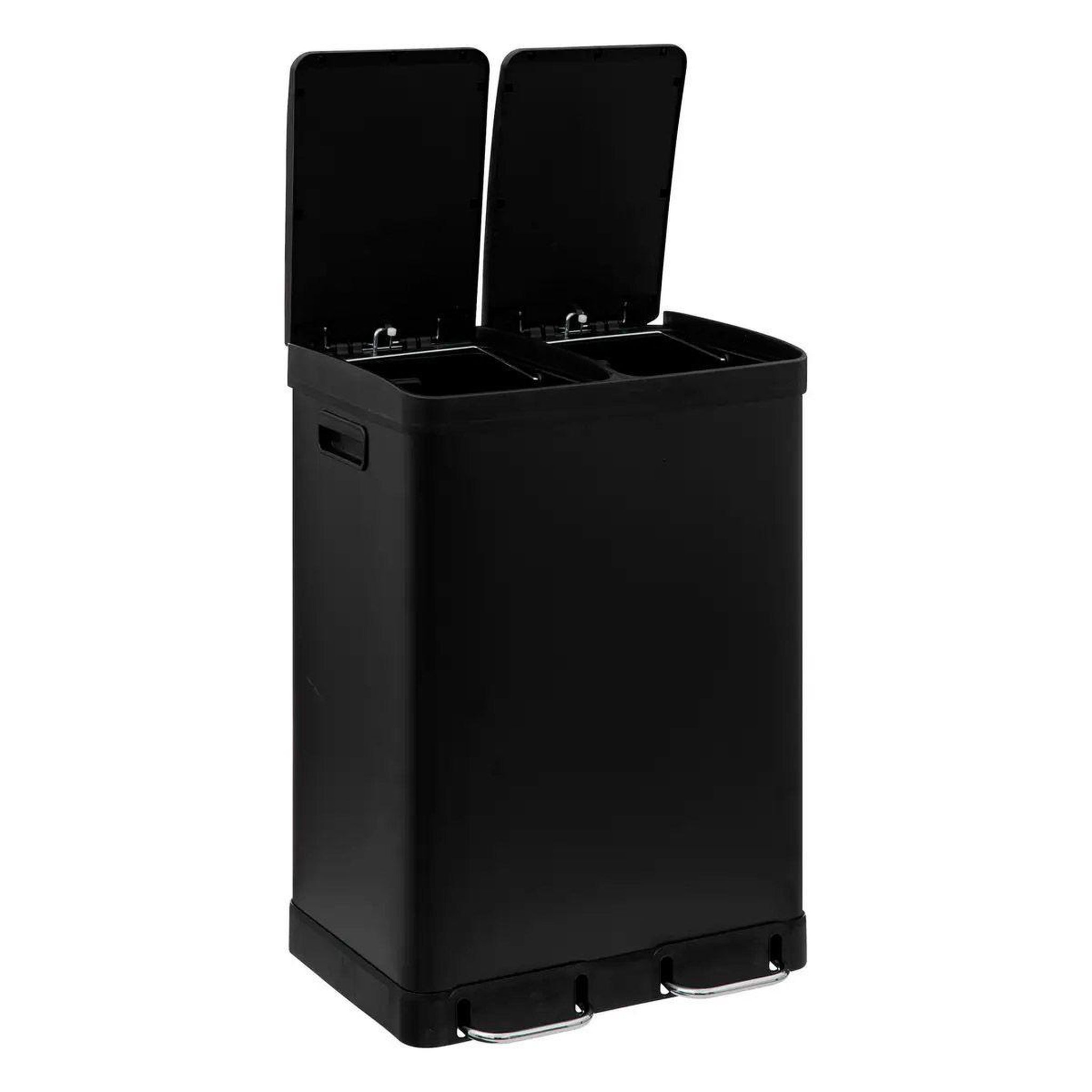 Voir la diapositive 2 : FIVE Poubelle de tri 2 bacs en métal  ariane  30l noir