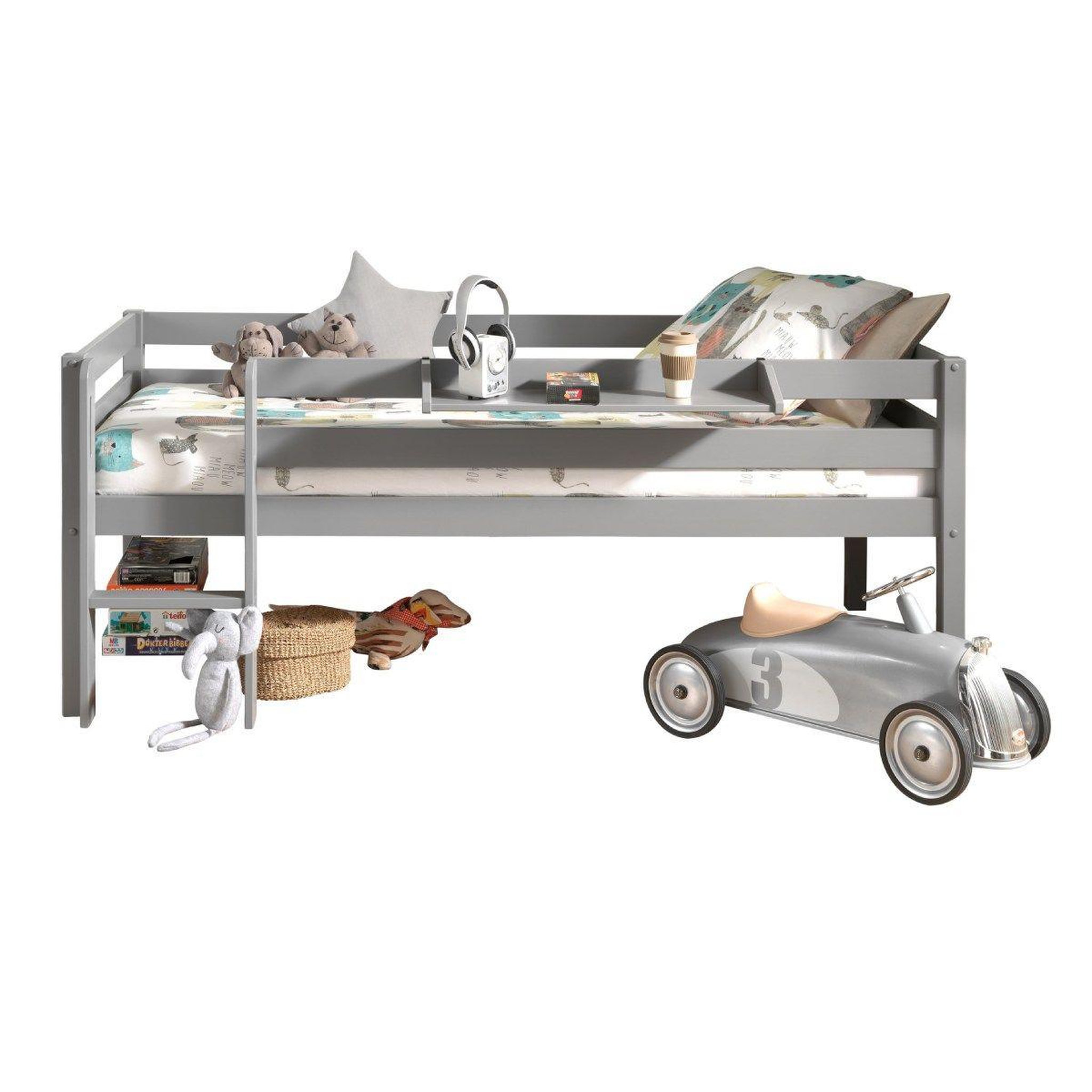Paris Prix Pack - lit enfant surélevé & etagère  pino  gris