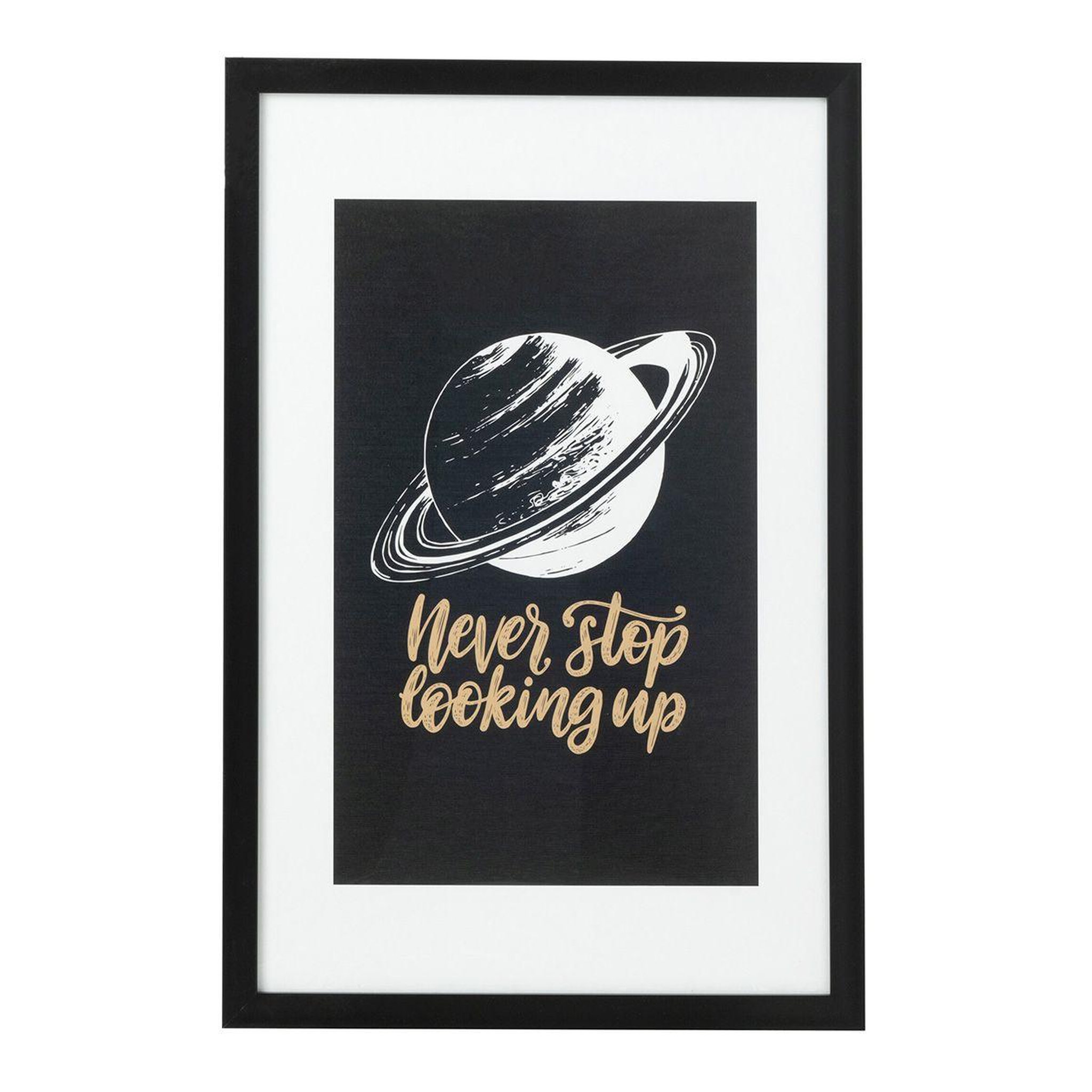 Voir la diapositive 1 : J-LINE Affiche murale déco  planète lune  40x60cm noir