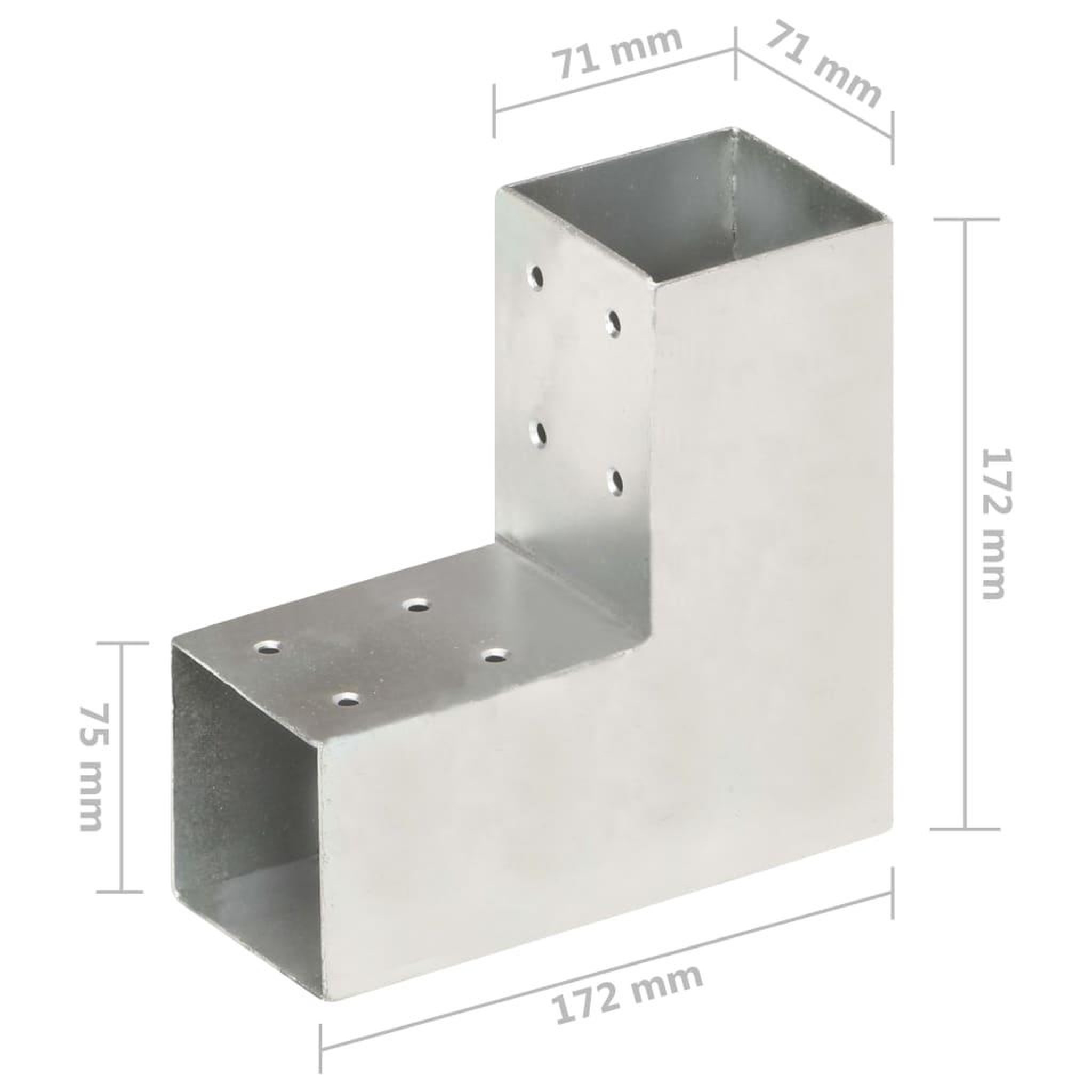 Voir la diapositive 6 : VIDAXL Connecteurs de poteau 4 pcs Forme en L Metal galvanise 71x71 mm