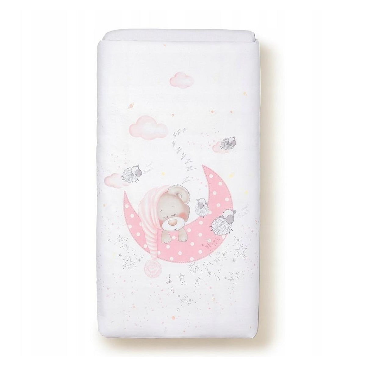 INTERBABY Parure Lit Bébé Amovible Bear Sleeping - Rose