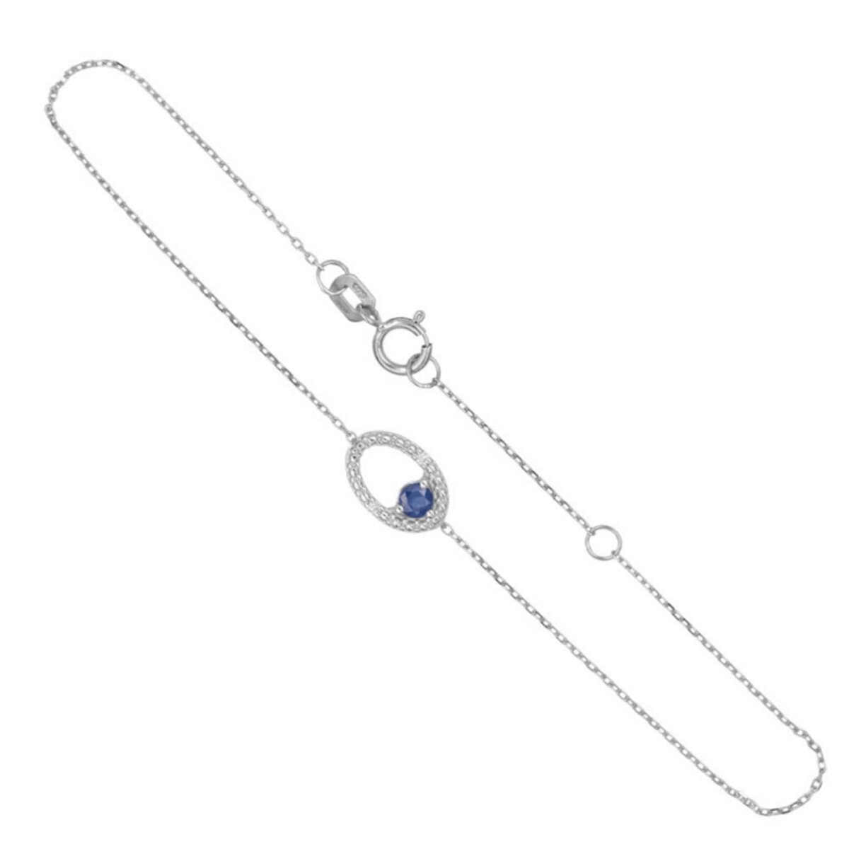 L'ATELIER D'AZUR Bracelet Or Blanc Diamants et Saphir Bleu