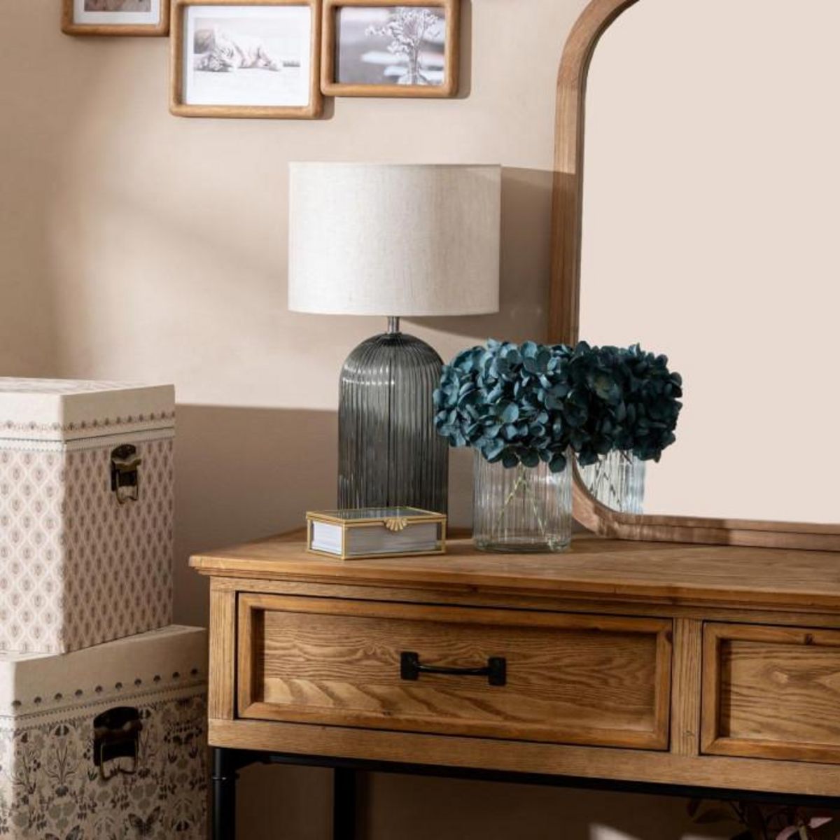 ATMOSPHERA Lampe à Poser en Verre  Mati  42cm Bleu